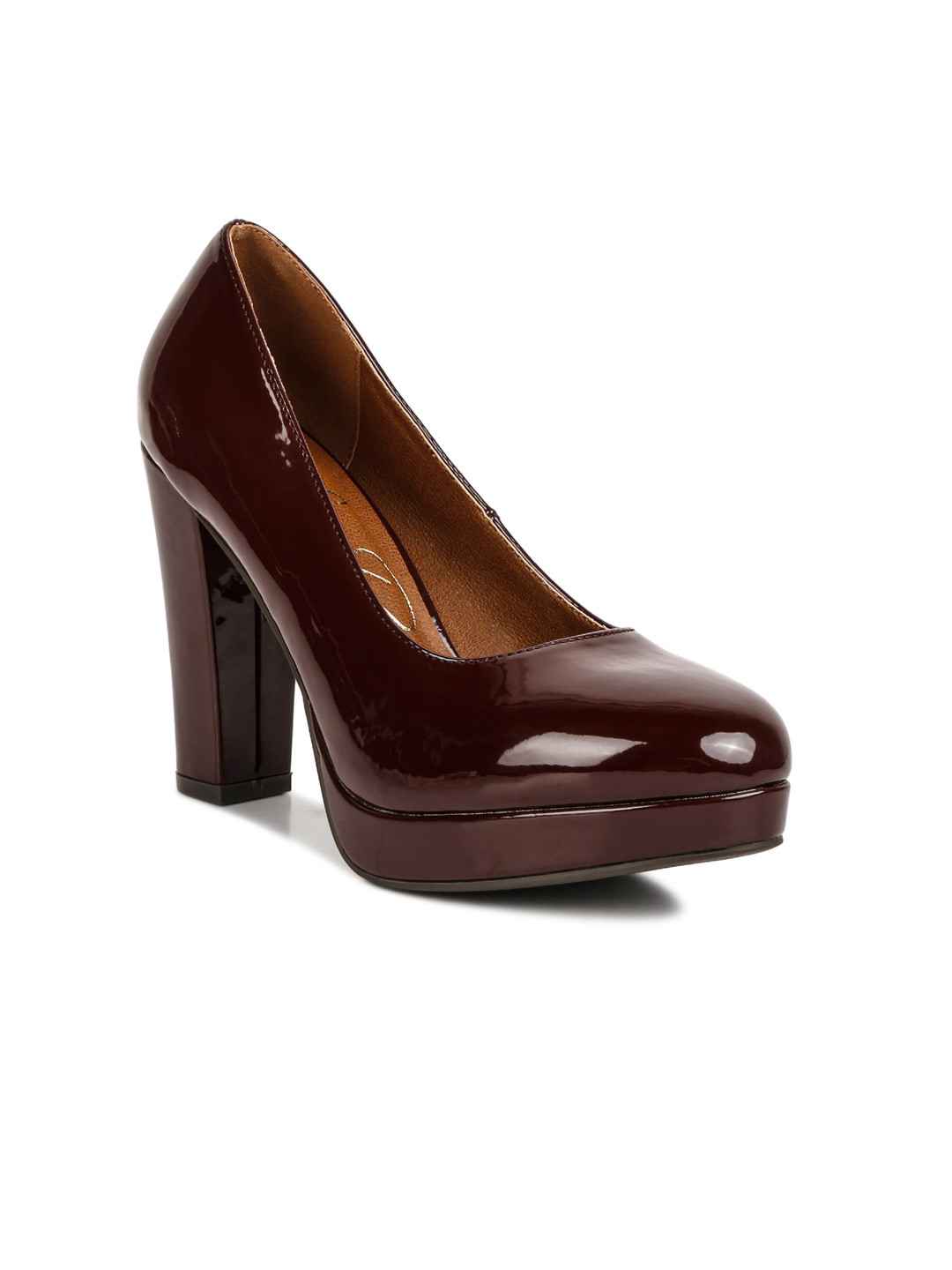 London Rag Round Toe Platform Heel Pumps