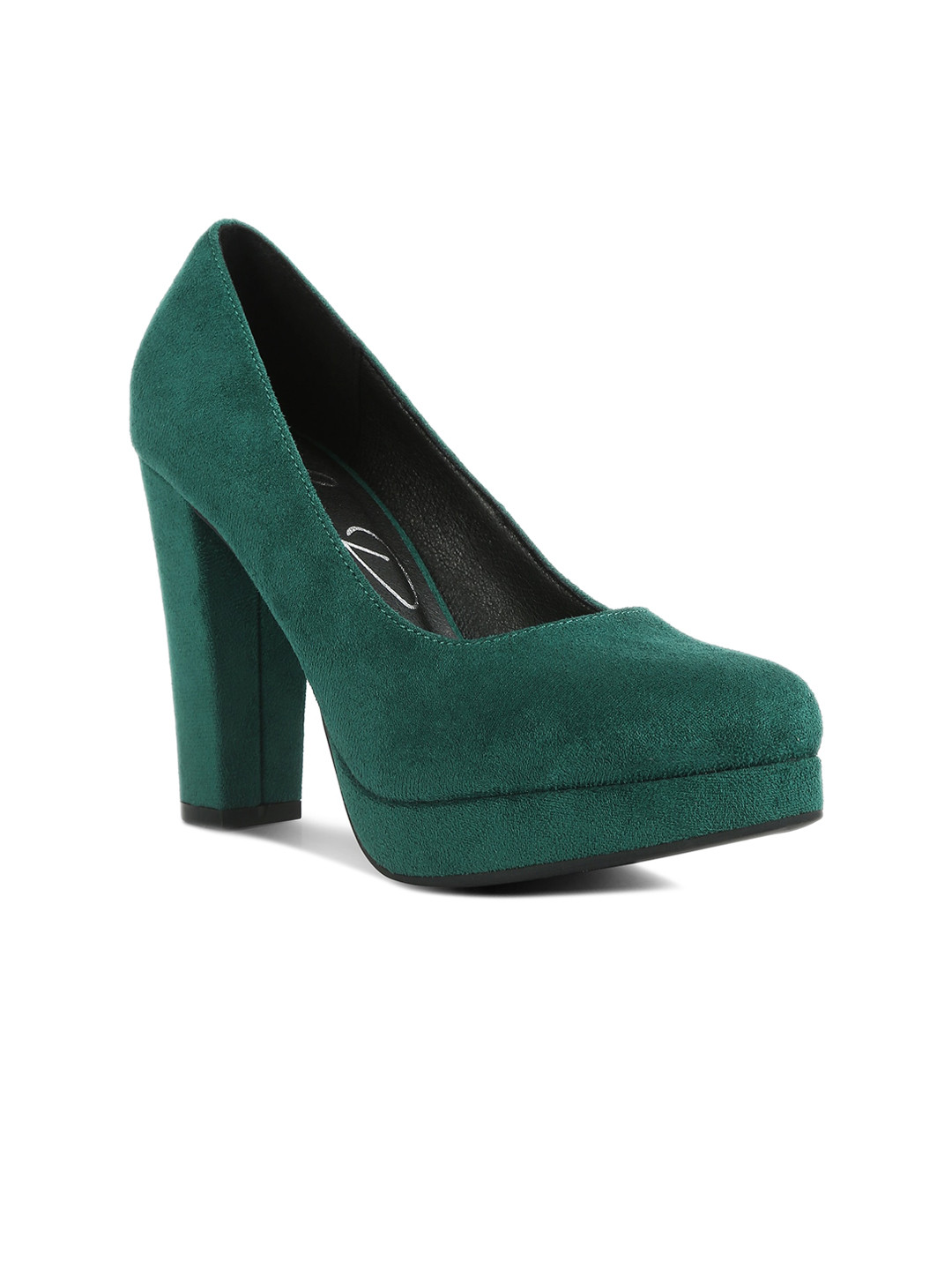 London Rag Round Toe Suede Platform Heel Pumps
