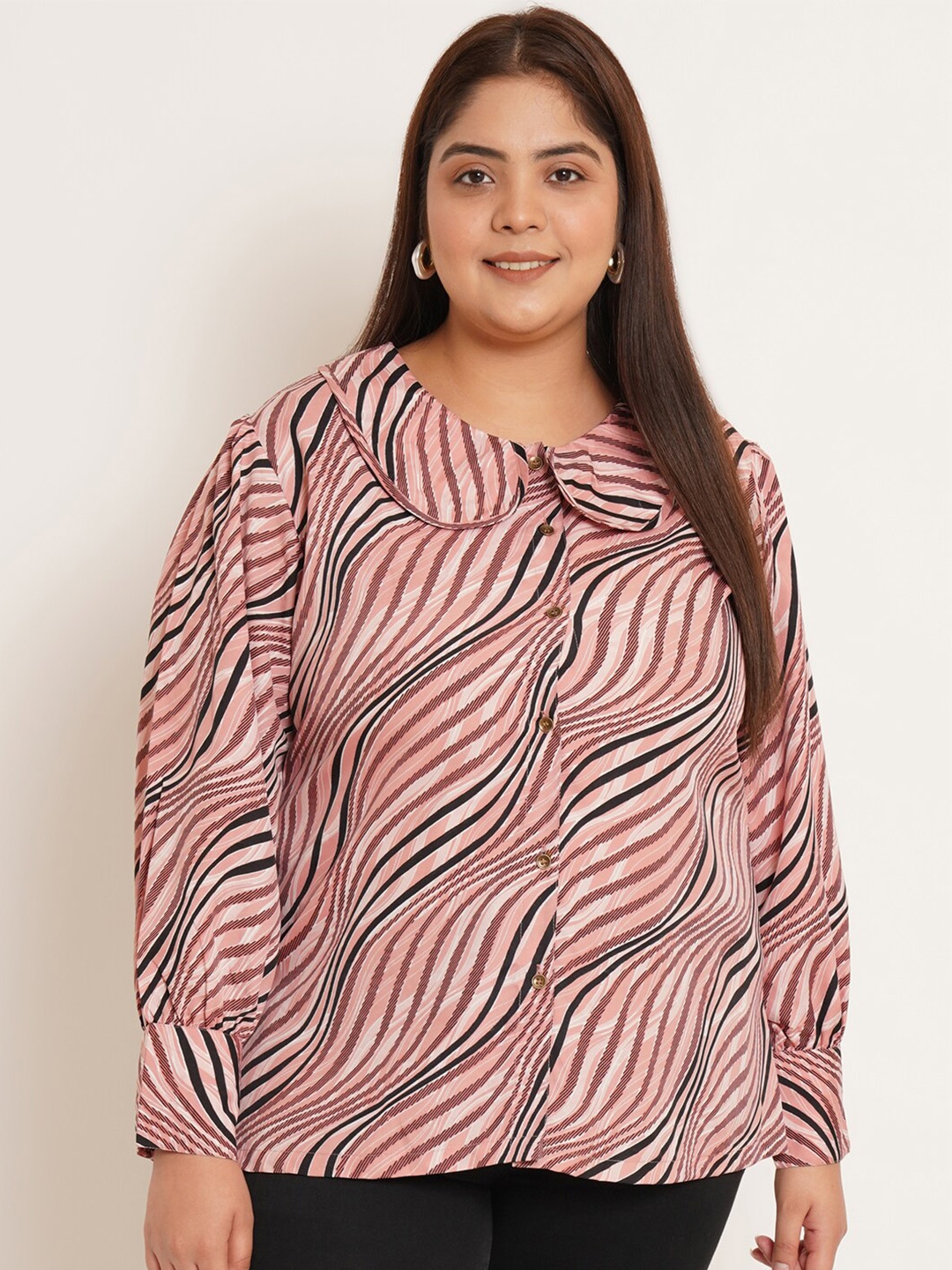 Buy U&F Beyond Women Plus Size Animal Print Crepe Shirt Style