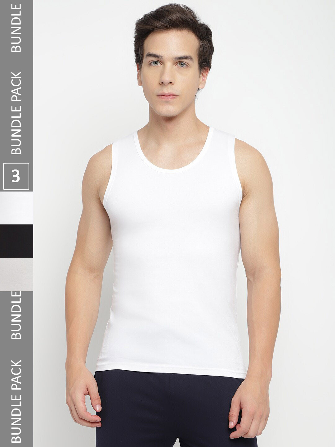 La Intimo Pack Of 3 Anti Bacterial Pure Cotton Basic Vests