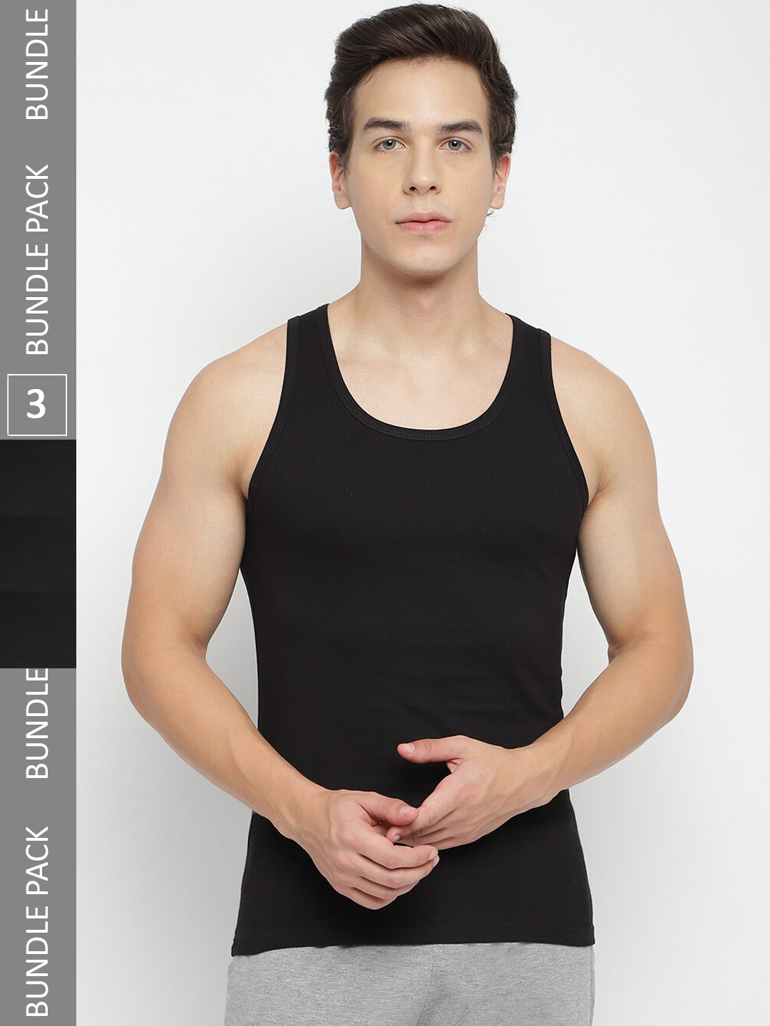 La Intimo Pack Of 3 Anti Bacterial Pure Cotton Basic Vests