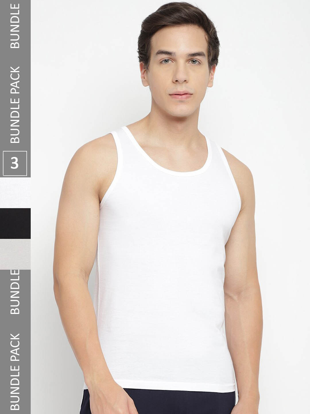 La Intimo Pack Of 3 Pure Cotton Innerwear Vests 11160043