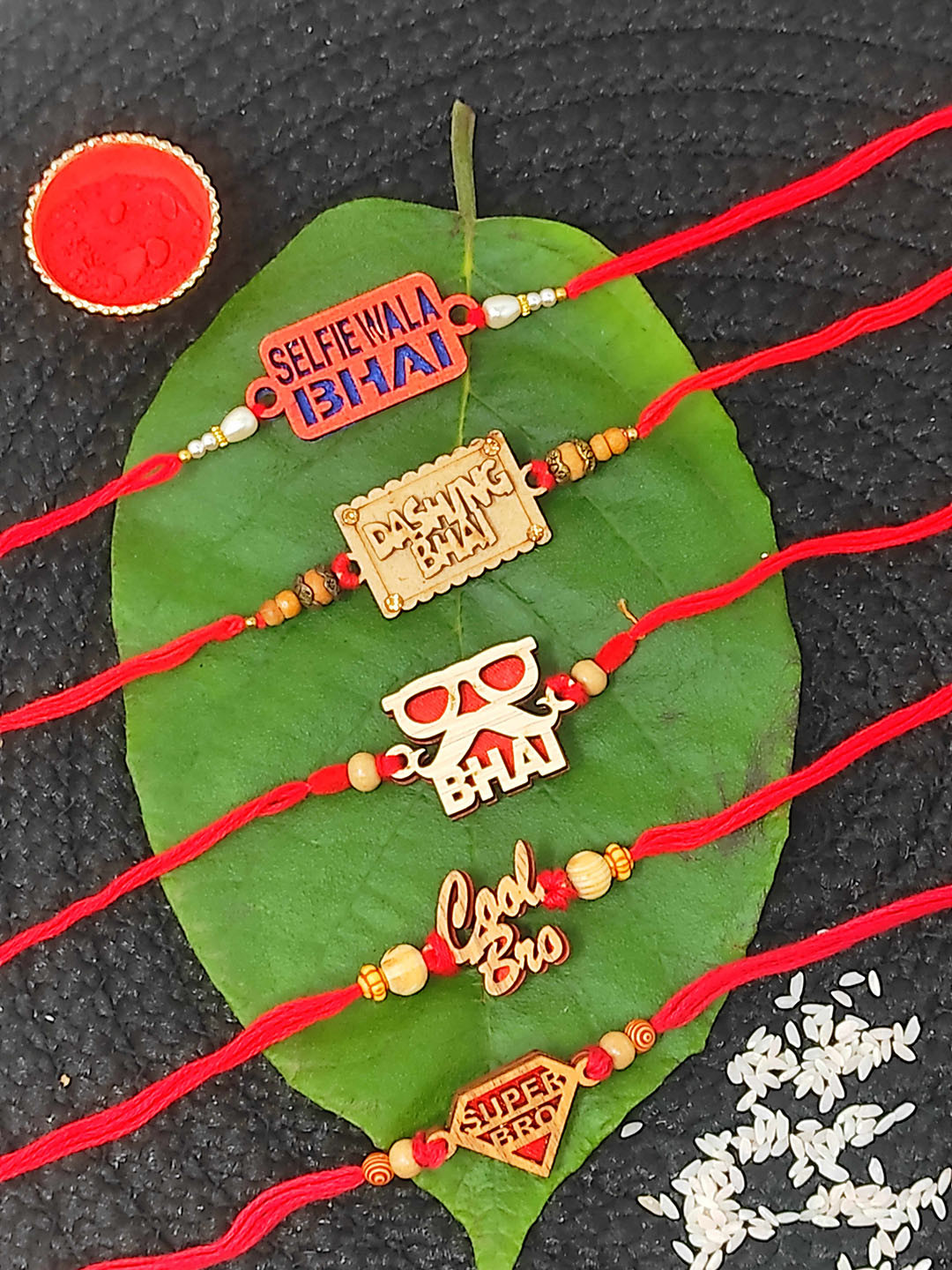 CRAYTON Set Of 5 Brother Beaded Thread Rakhis