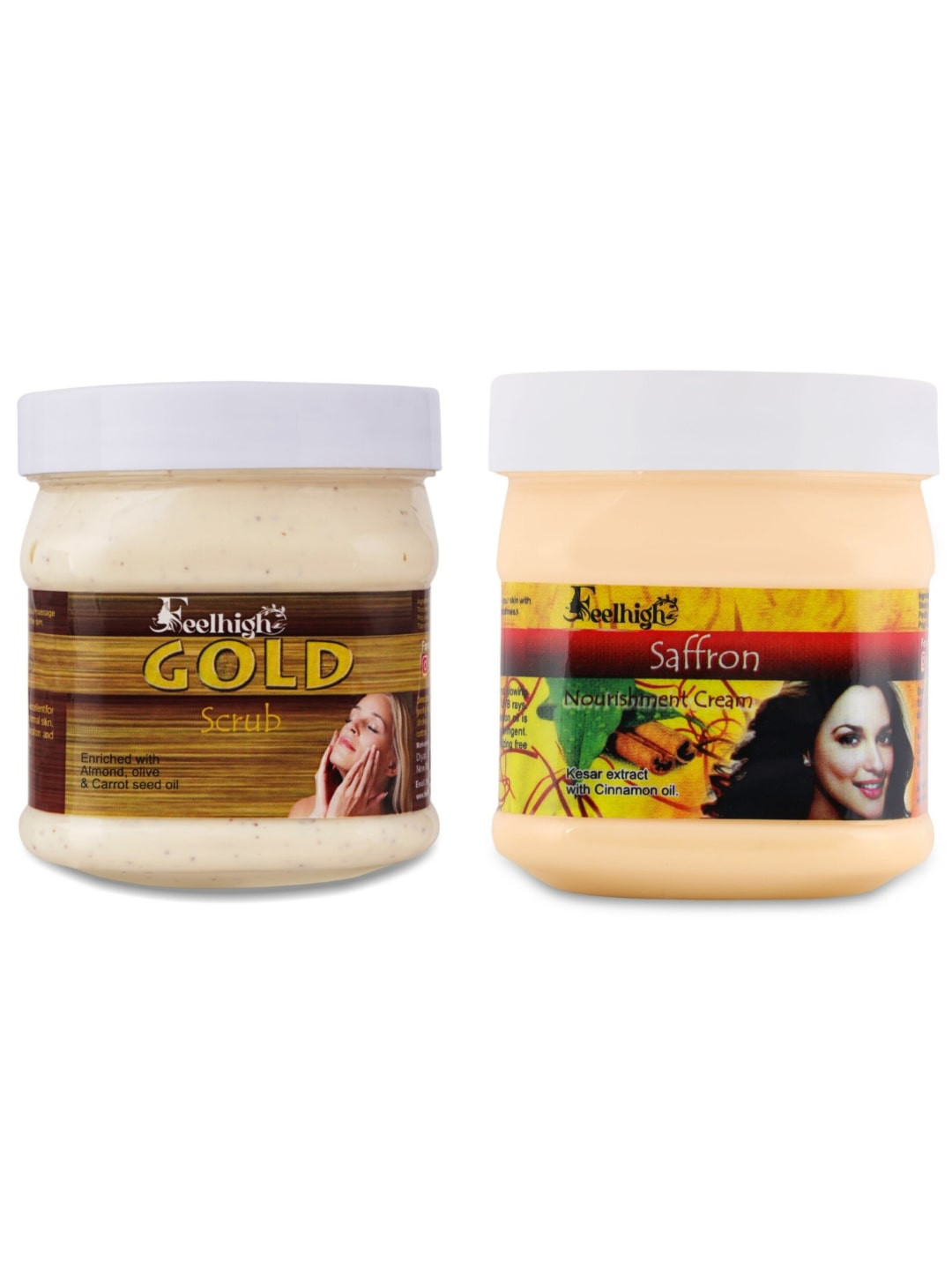 FEELHIGH Set of Gold Face Scrub + Saffron Nourishment Cream - 500 ml Each