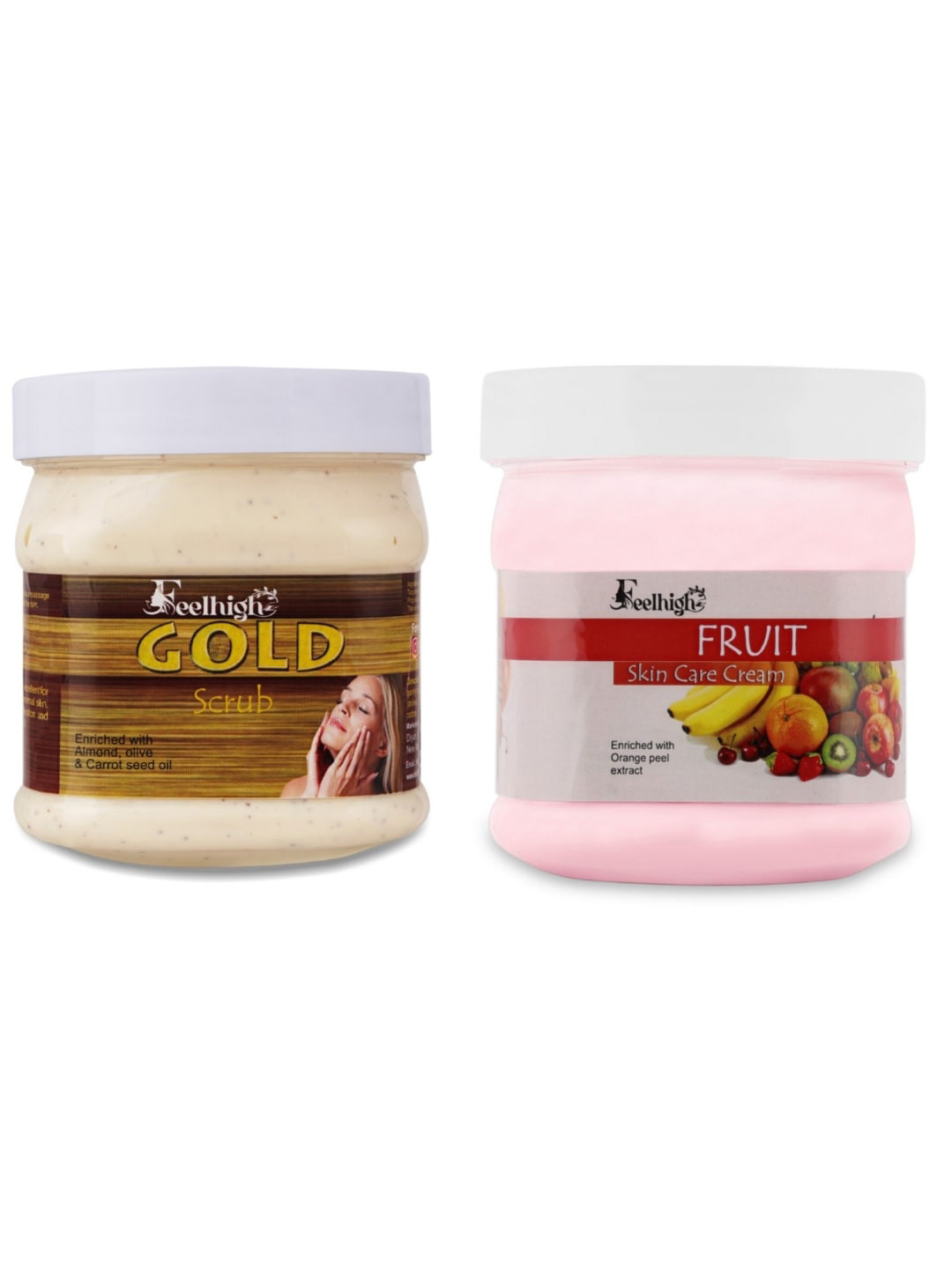 FEELHIGH Set of Gold Scrub & Fruit Skin Care Cream - 500 ml Each