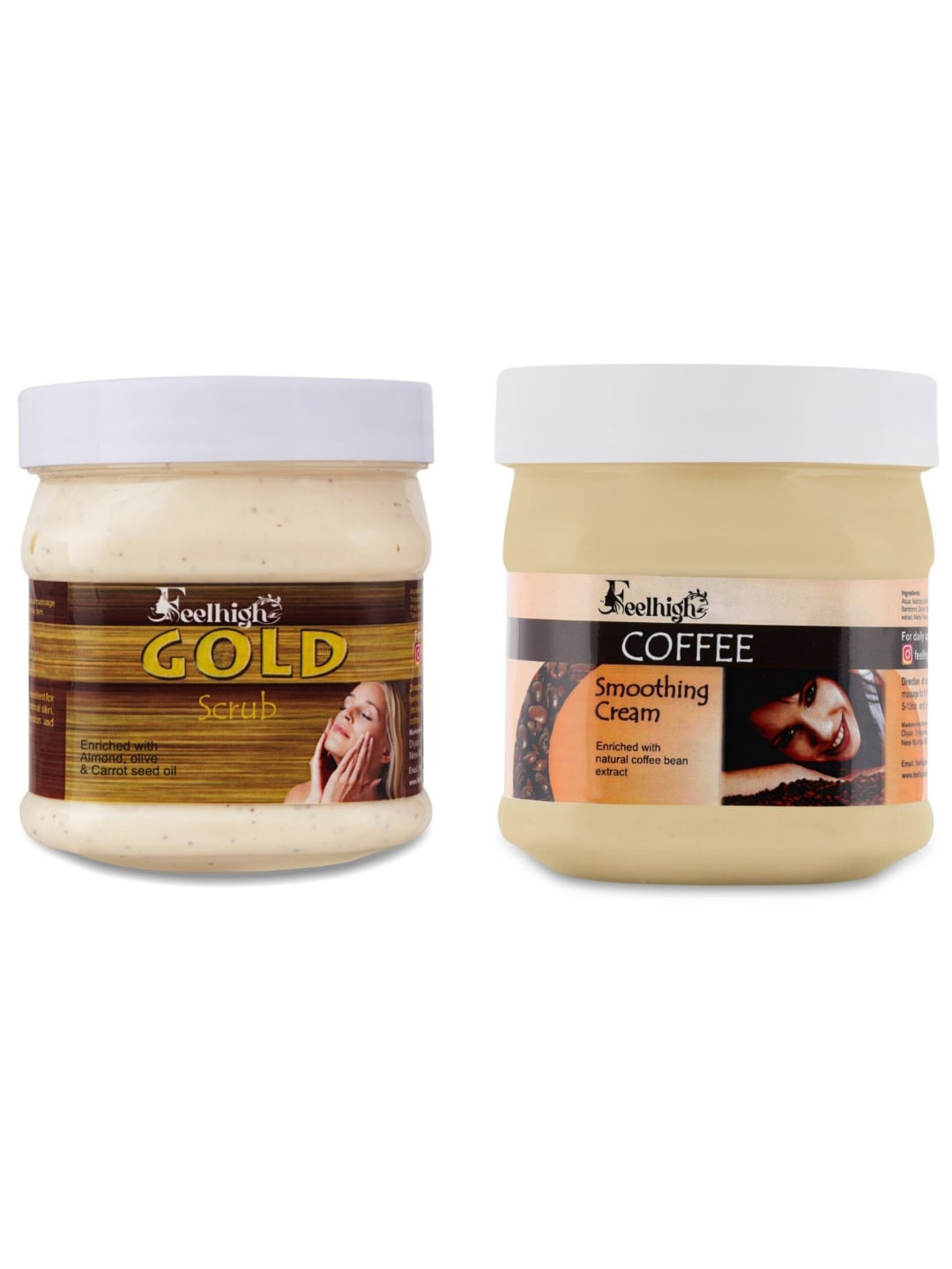 FEELHIGH Set of Gold Scrub & Coffee Smoothing Cream - 500 ml Each