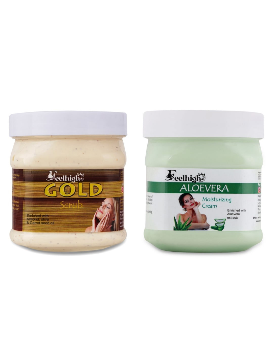 FEELHIGH Set of Gold Scrub & Aloe Vera Moisturizing Cream - 500 ml Each