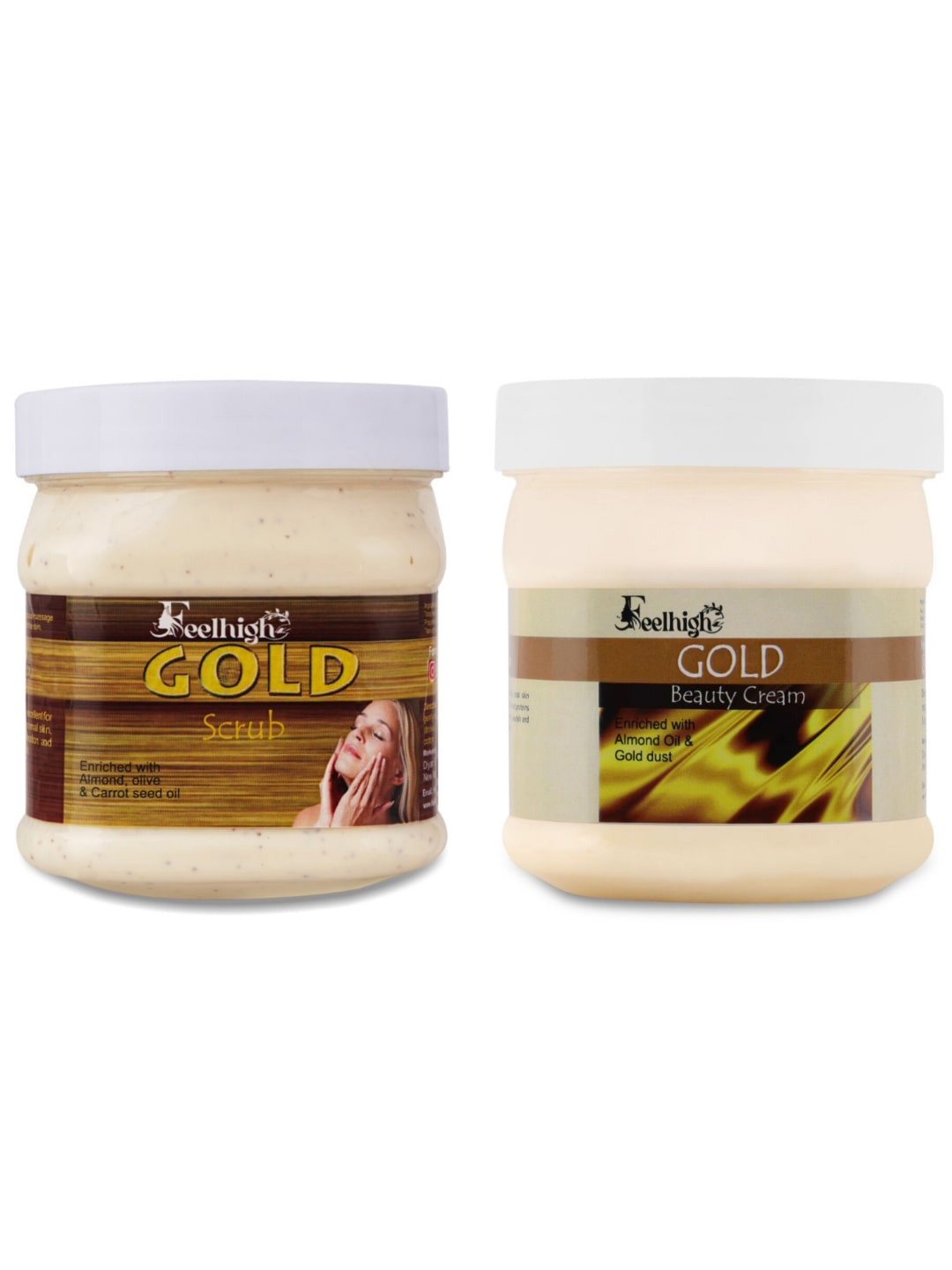 FEELHIGH Combo Of Gold Face Scrub & Gold Beauty Cream - 500ml Each