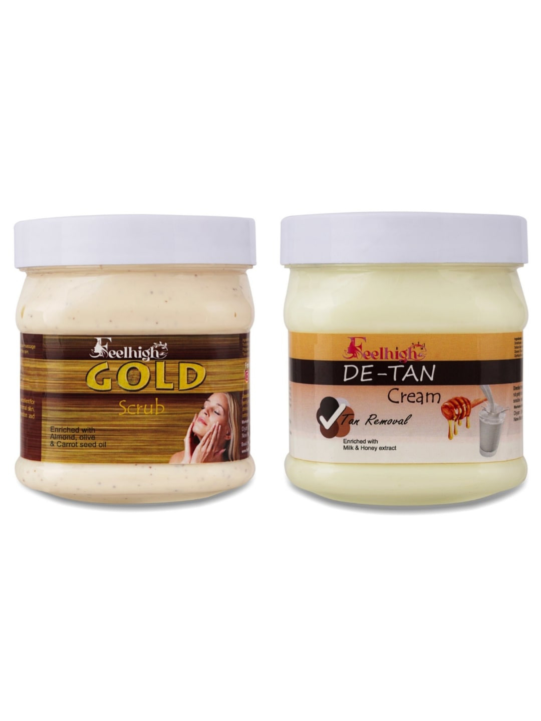 FEELHIGH Set of Gold Scrub & De Tan Cream - 500 ml Each