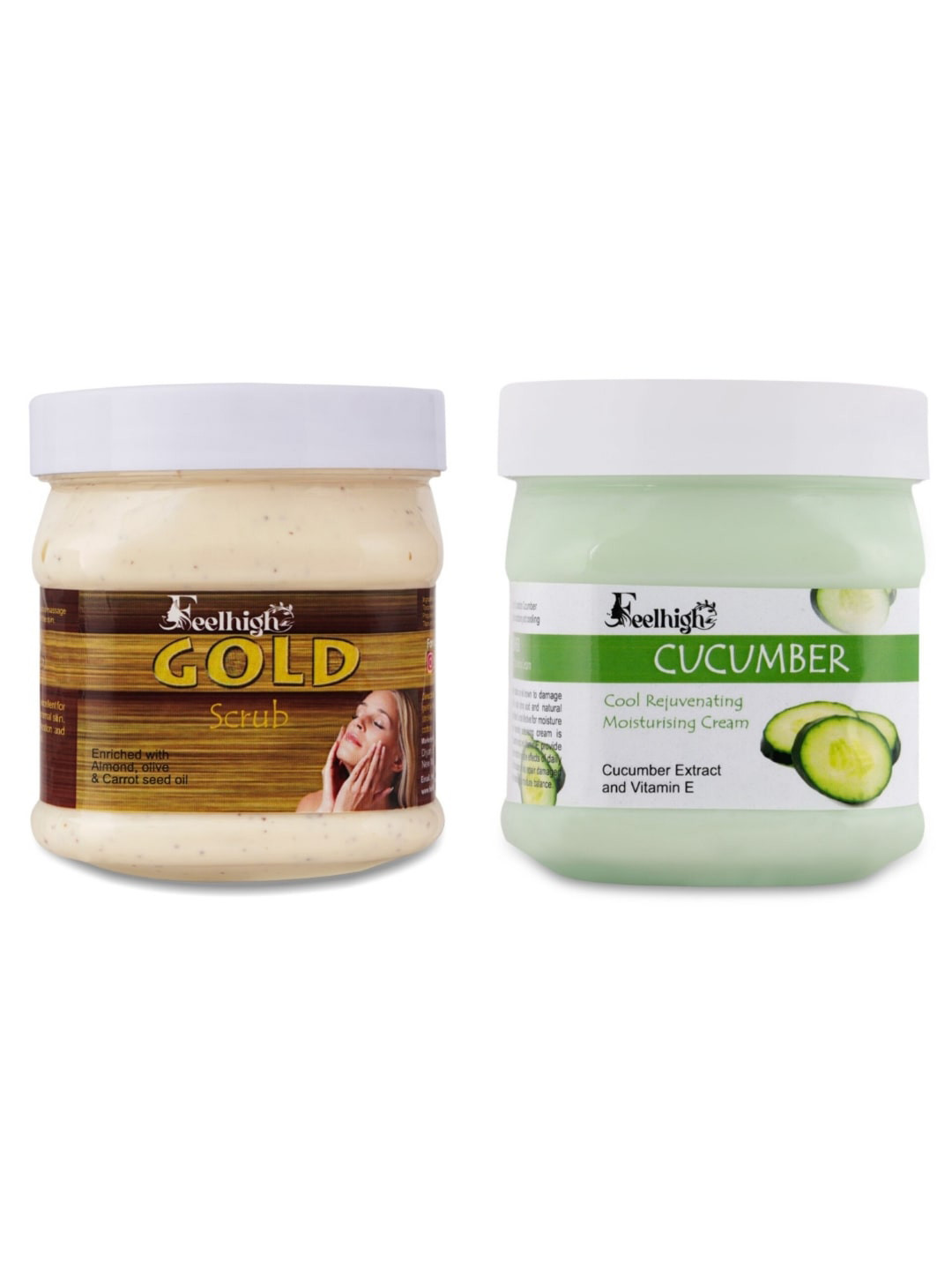 FEELHIGH Set of Gold Scrub & Cucumber Moisturizing Cream - 500 ml Each