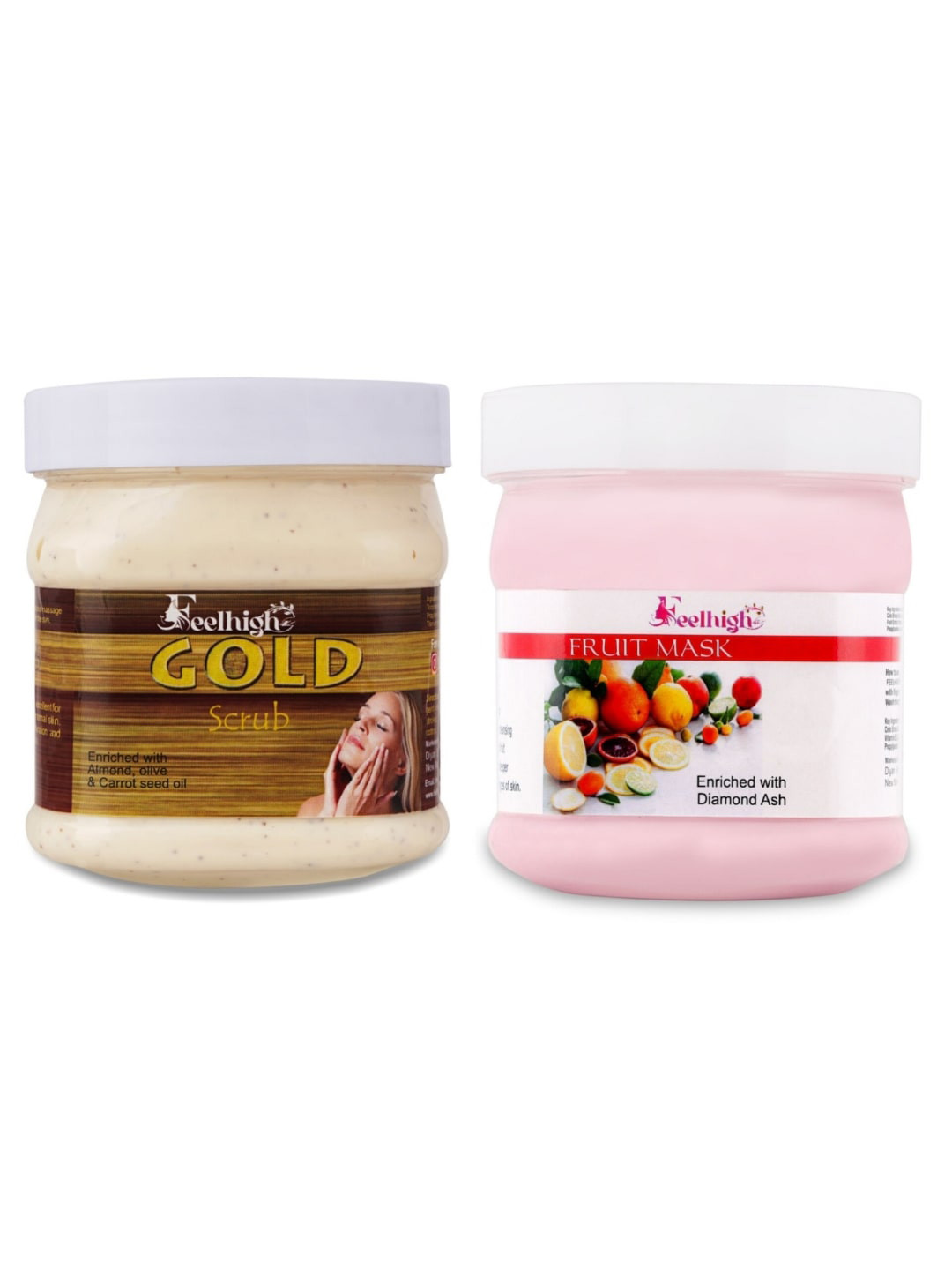 FEELHIGH Set of Gold Scrub & Fruit Mask with Orange Peel Extract - 500 ml Each