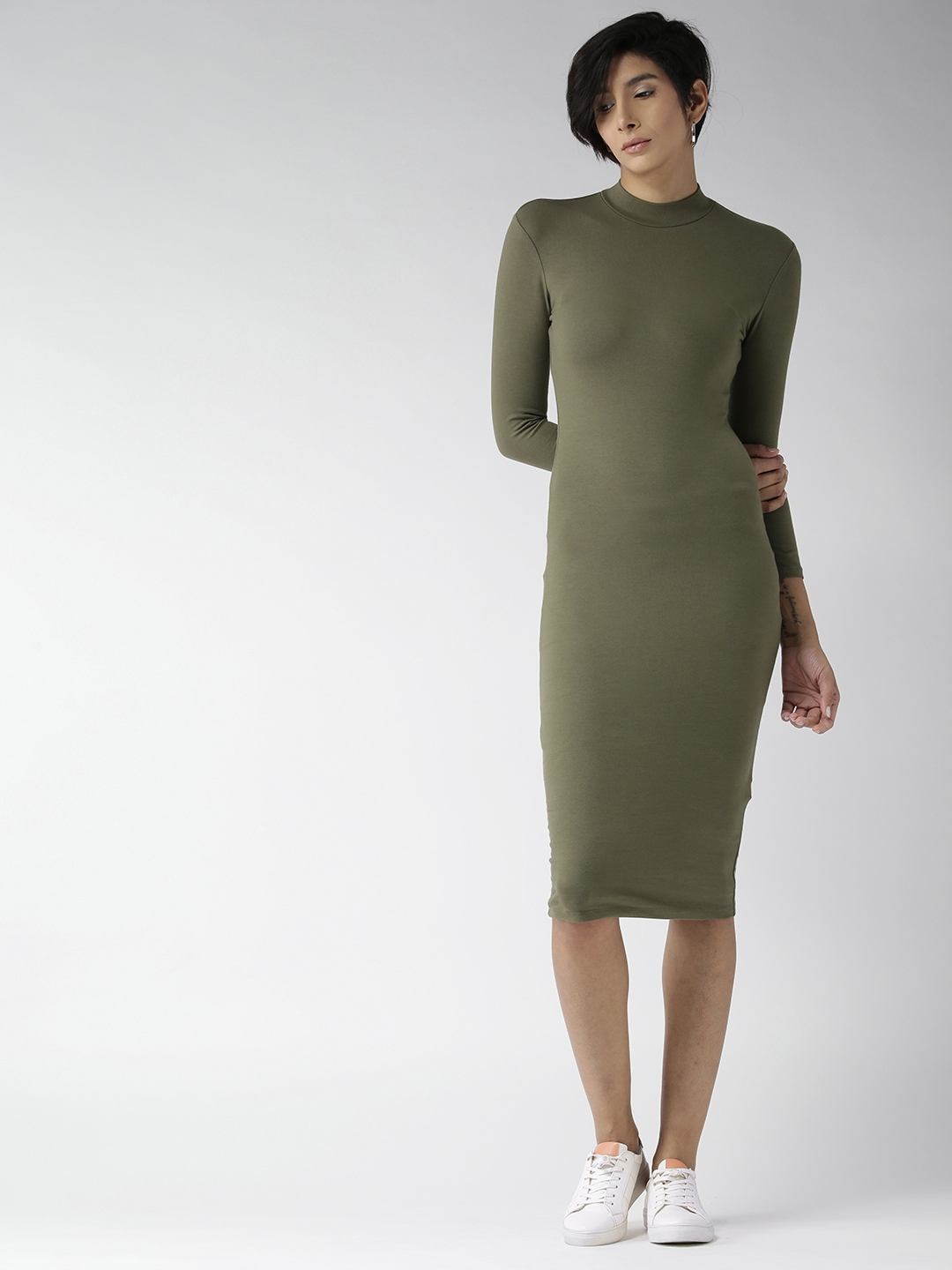 Buy FOREVER 21 Women Olive Green Solid Bodycon Dress - Dresses for Women  2436831 | Myntra