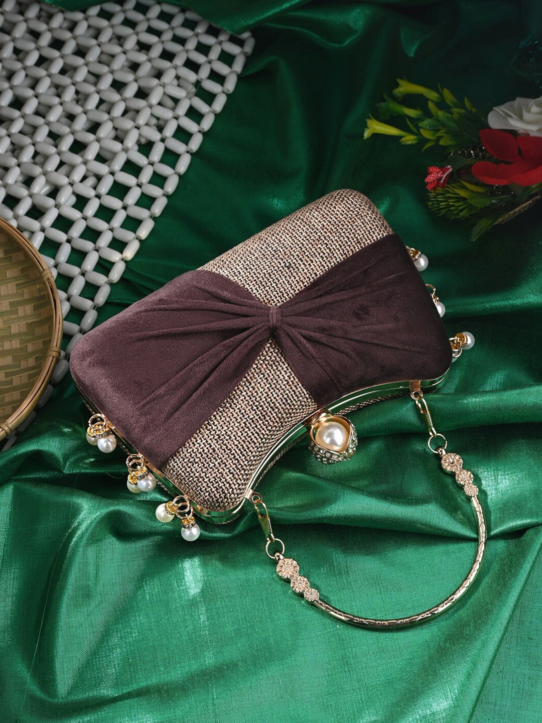 Toobacraft Textured Embellished Box Clutch