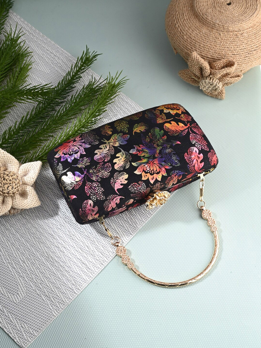 Toobacraft Printed Embellished Box Clutch