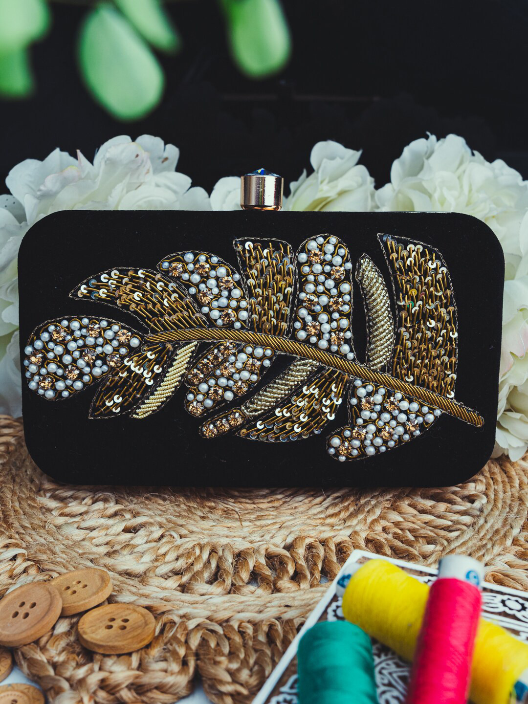 Anouk Beads Embellished Box Clutch