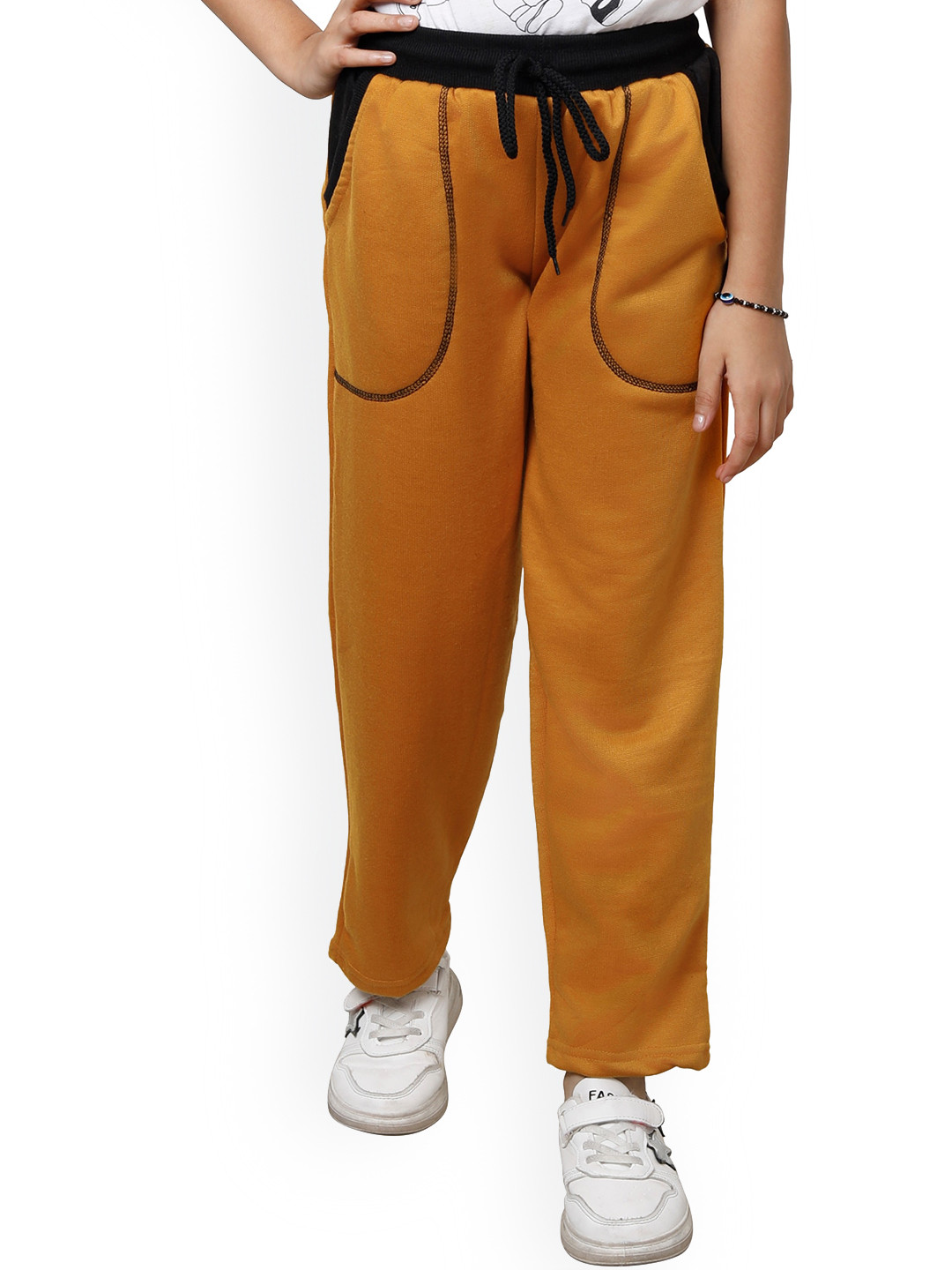 IndiWeaves Girls Mid-Rise Fleece Track Pants