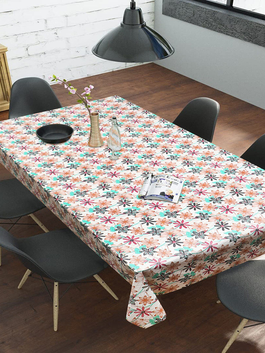 Dakshya Industries Green & Brown Fulljhadi Printed 6-Seater Table Cover