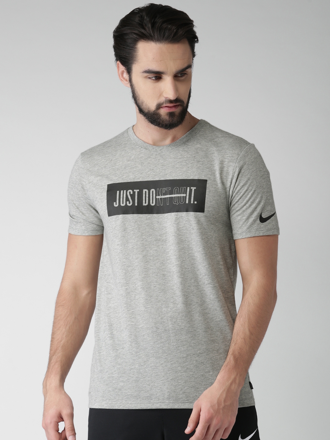 diario Parche Montañas climáticas Buy Nike Men Grey Melange Printed Round Neck DRY TEE DB DON'T QUIT T Shirt  - Tshirts for Men 2437429 | Myntra