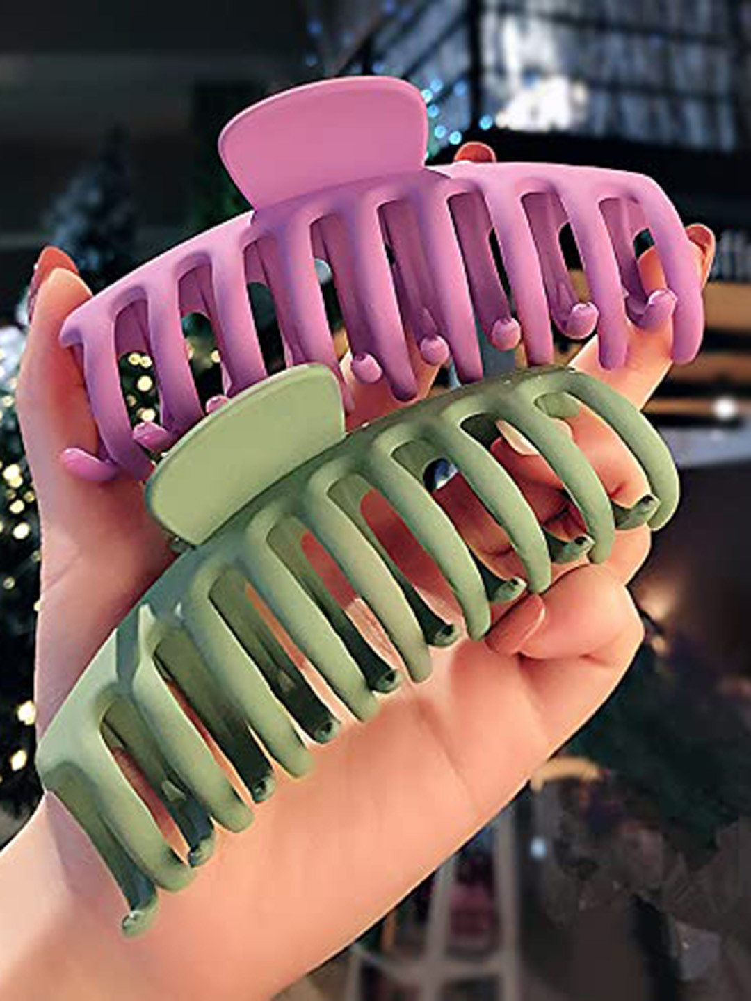 CHANDERKASH Assorted 2Pcs Matte Finish Strong Hold Claw Clips