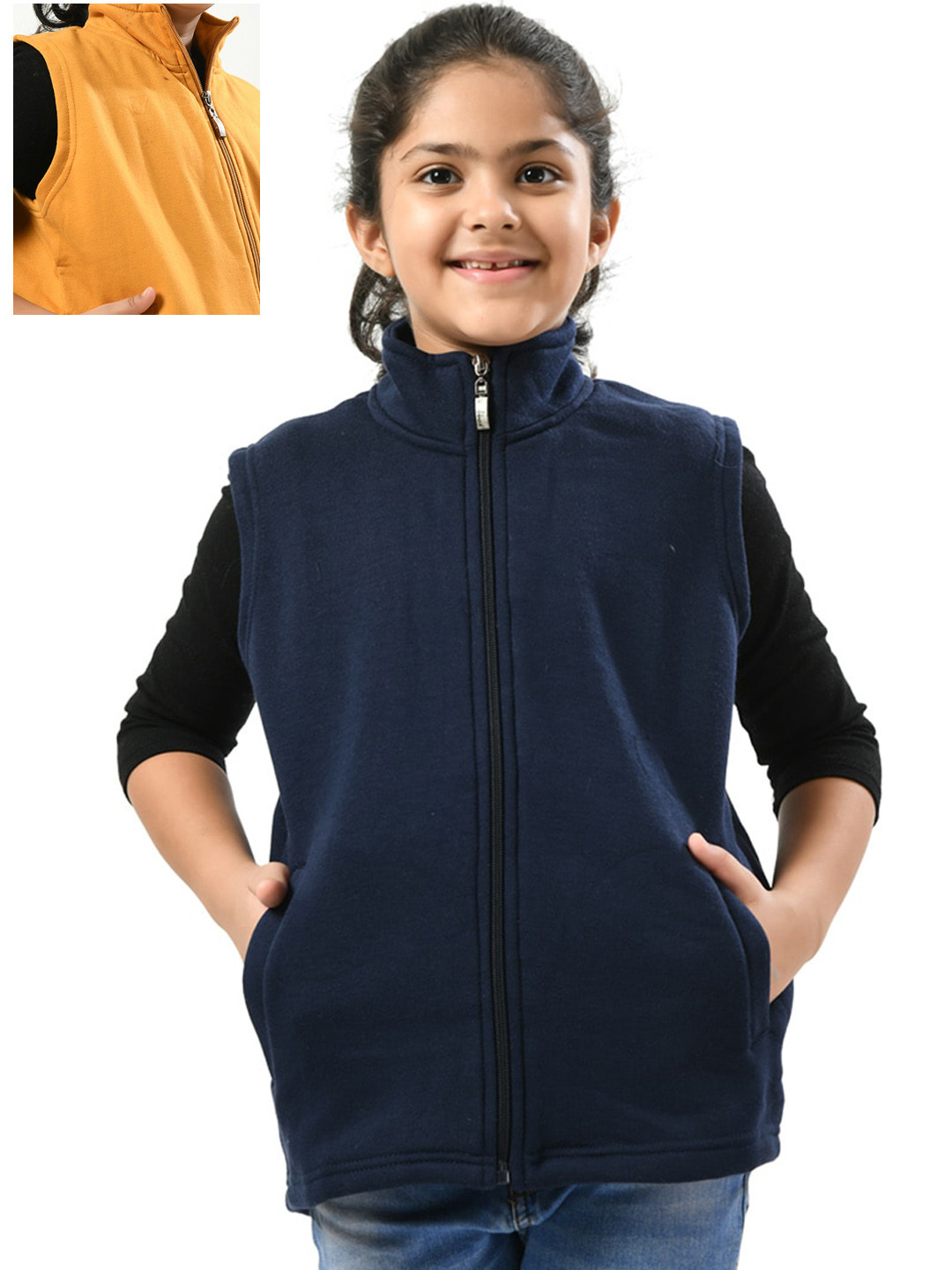 IndiWeaves Girls Pack Of 2 Sleeveless Fleece Sweater Vest