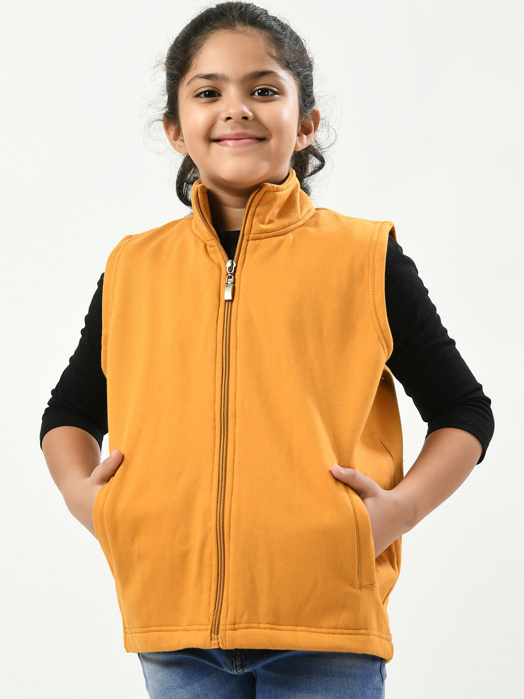 IndiWeaves Girls Stand Collar Lightweight Fleece Bomber Jacket