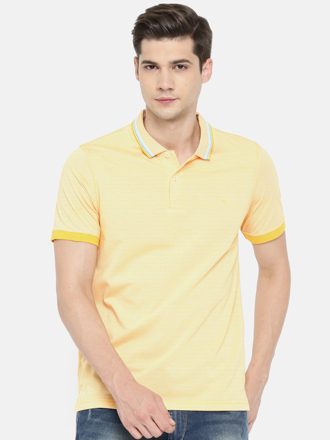 peter england yellow t shirt