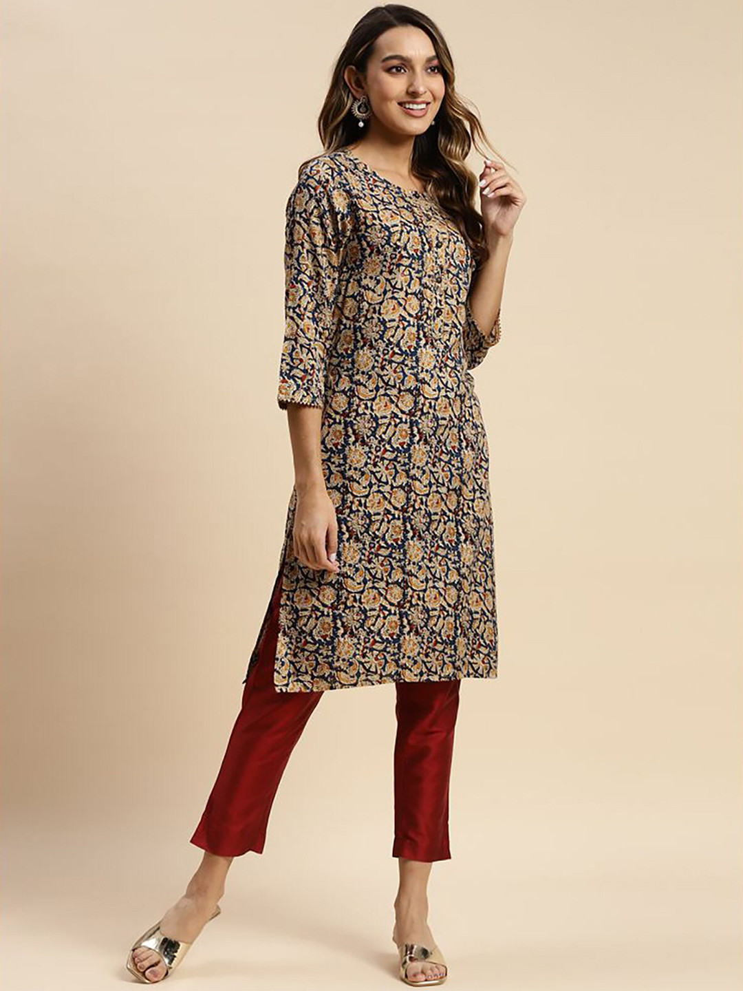 Rangita Paisley Ethnic Motifs Printed Round Neck Regular Kurta