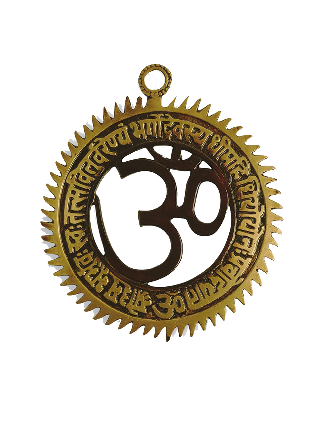 ExclusiveLane Gayatri Mantra with Om Brass Ethnic Motifs Glossy Spiritual Wall Decor-5.9In