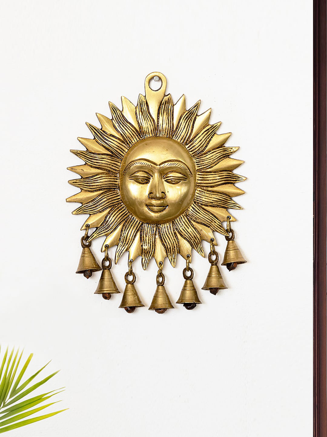 ExclusiveLane Sun Lord Brass Ethnic Motifs Antique Hanging Hall Spiritual Wall Decor-7.7In