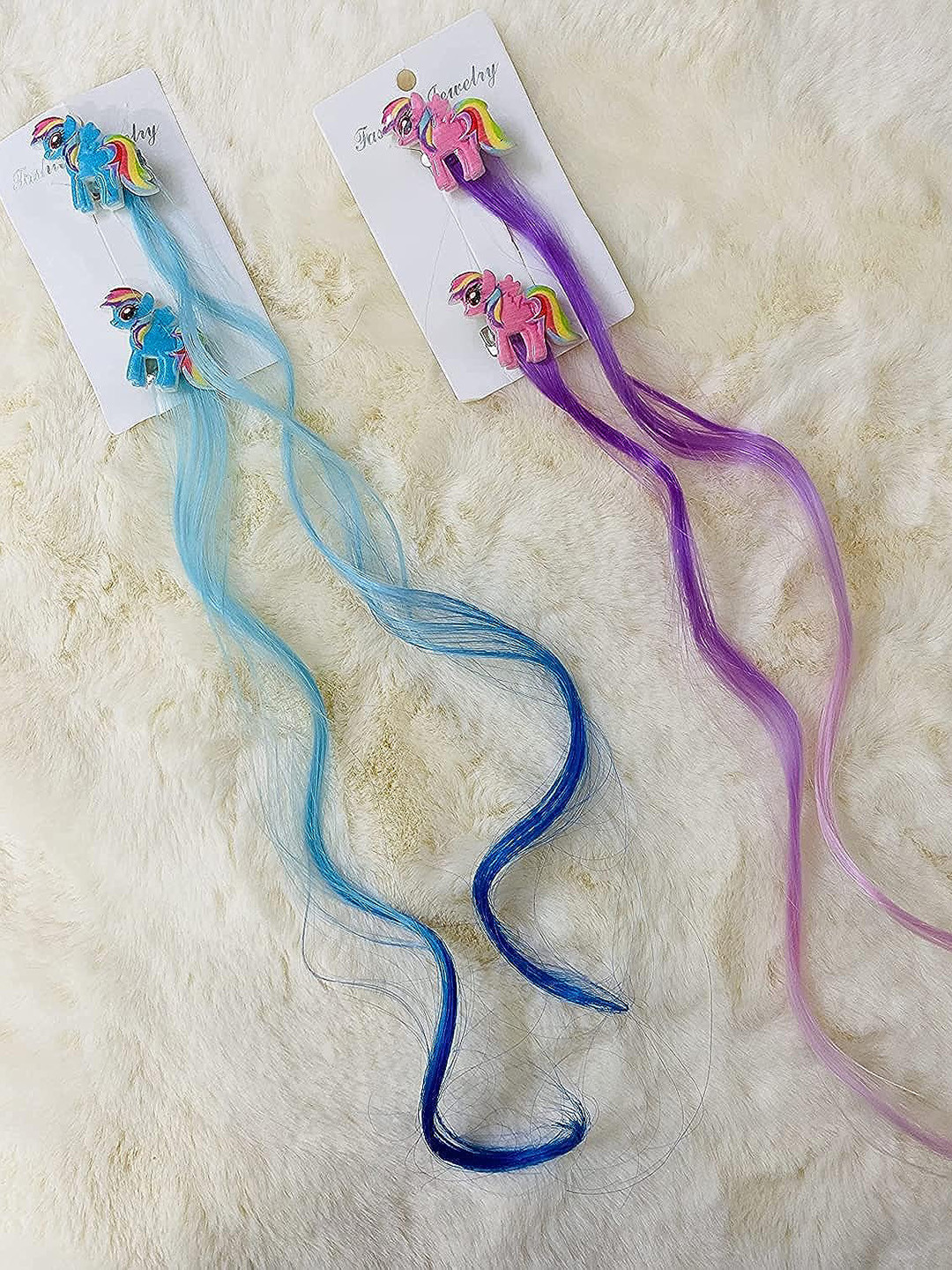 LYTIX Kids 2 Pcs Unicorn Plastic Hair Bands with Extension Clips - Assorted