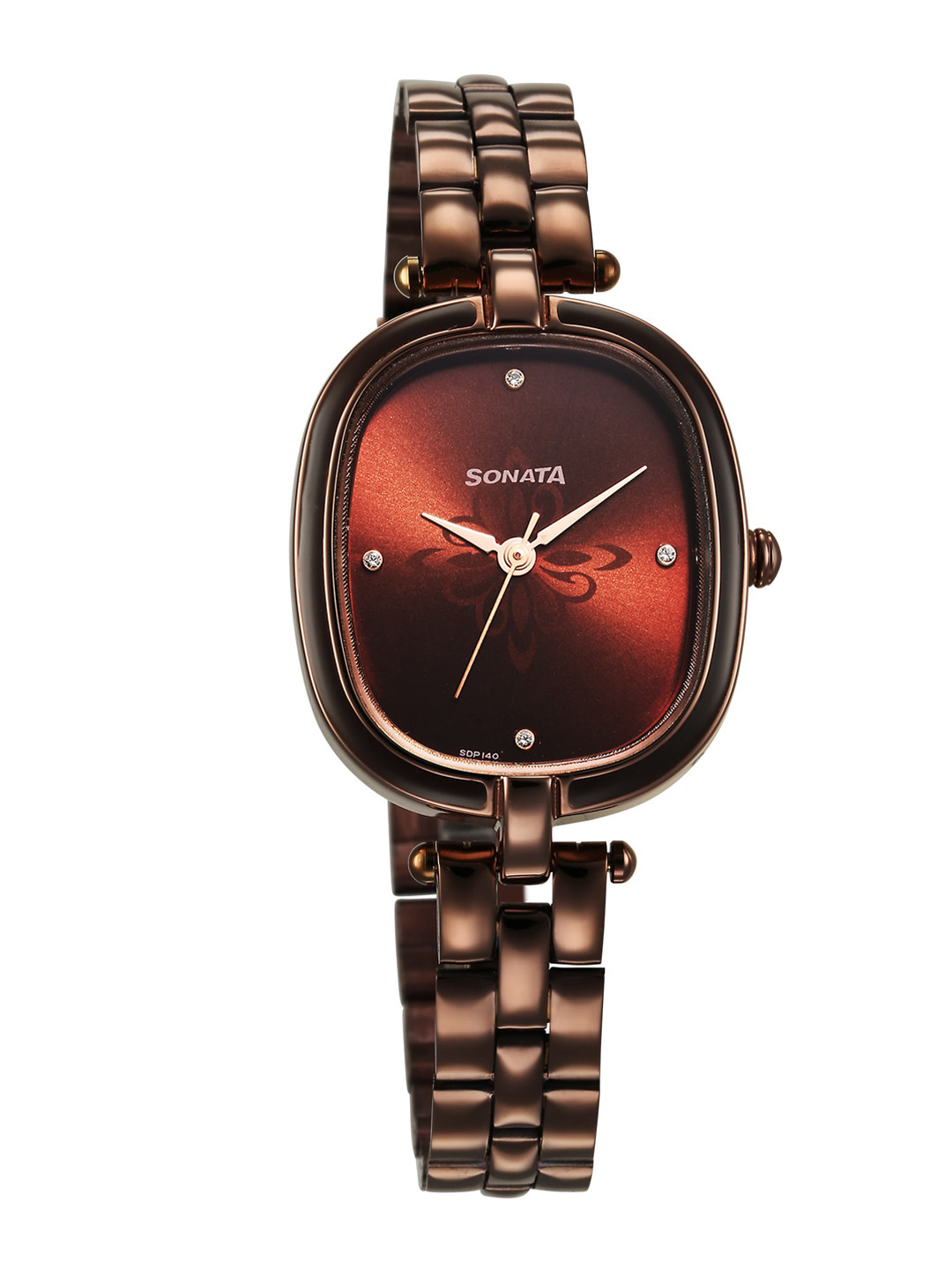 Sonata Women Embellished Dial & Bracelet Style Straps Analogue Watch 8168QM01