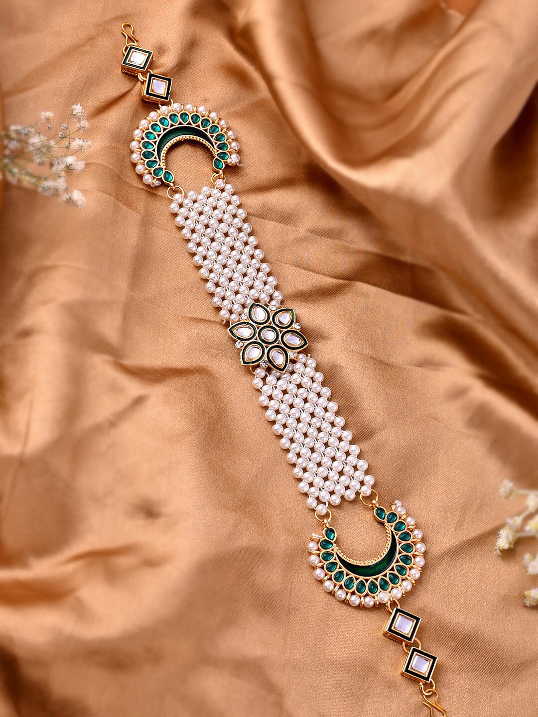 Silvermerc Designs Gold-PPlated Stone-Studded & Beaded Matha Pathi