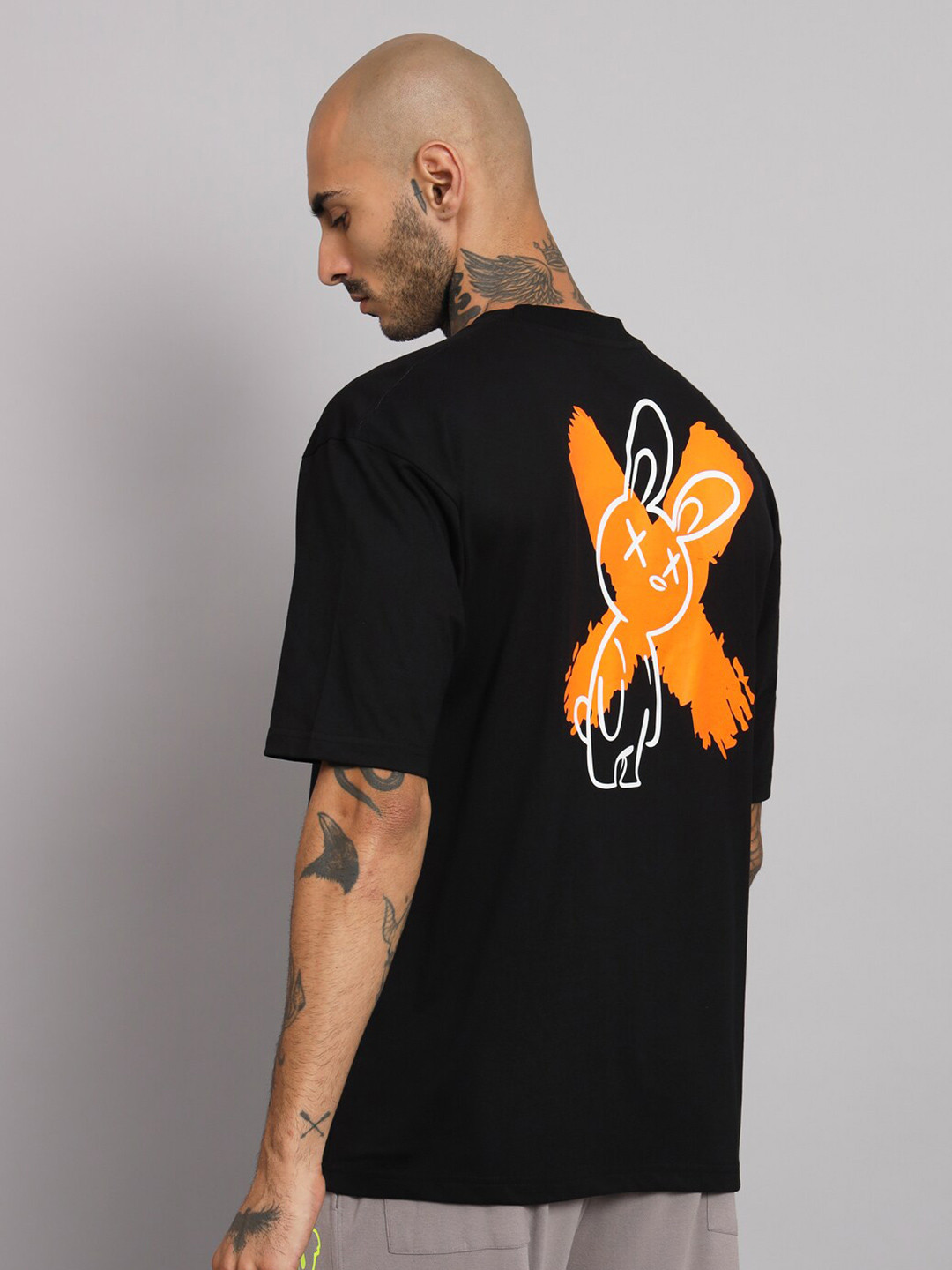 GRIFFEL Graphic Printed Polo Collar Loose Fit Cotton T-shirt