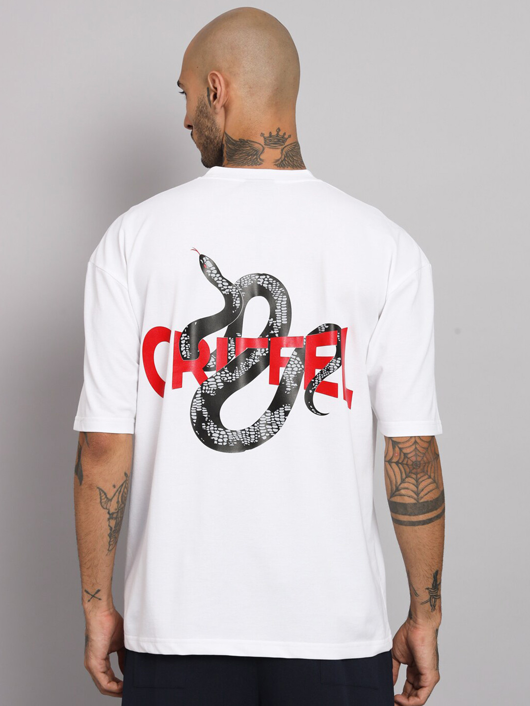 GRIFFEL Graphic Printed Polo Collar Loose Fit Cotton T-shirt