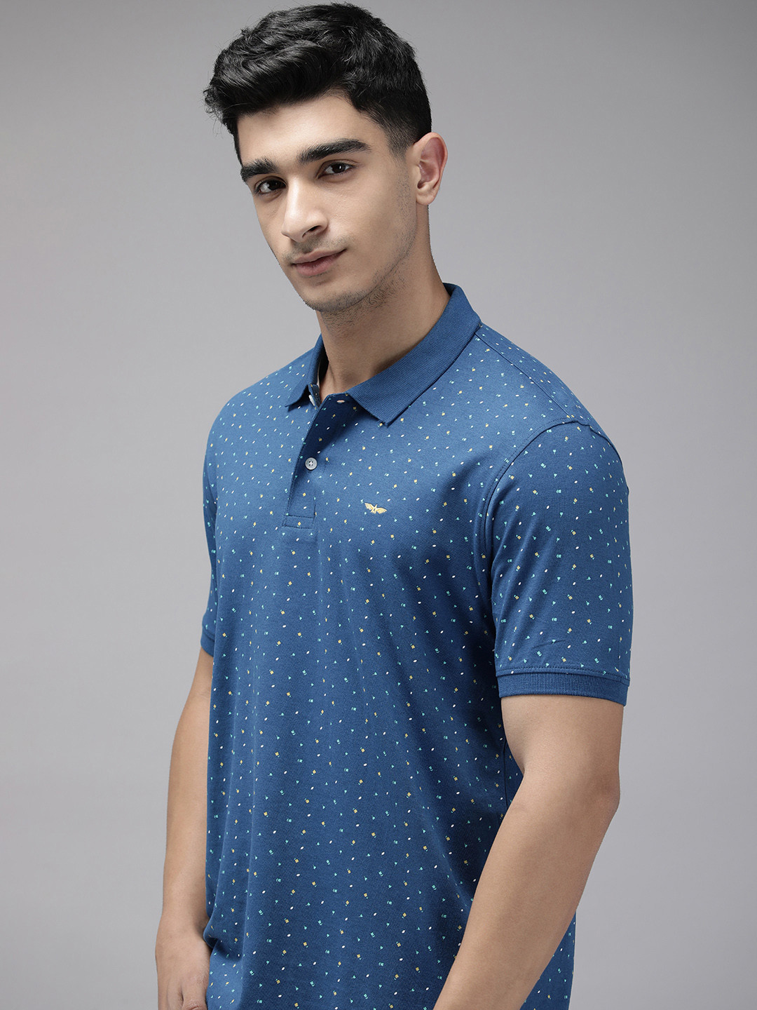 Park Avenue Floral Printed Polo Collar Slim Fit T-shirt