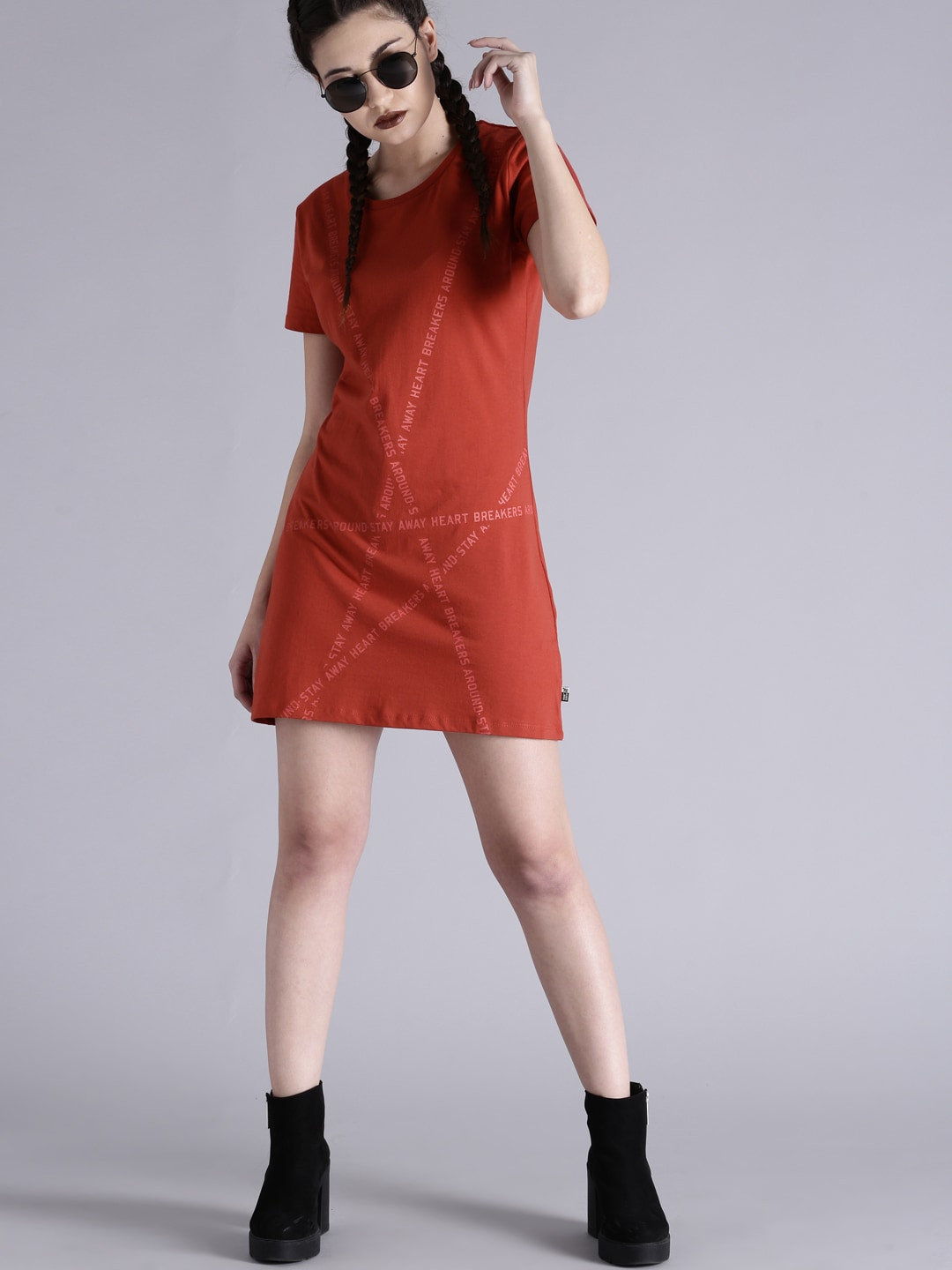 Kook N Keech Women Red Printed T-shirt Dress