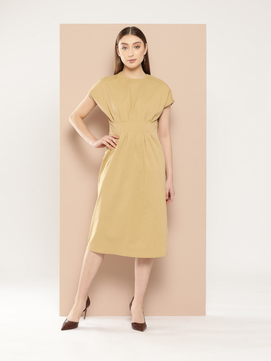 Chemistry Extended Sleeves A-Line Midi Dress