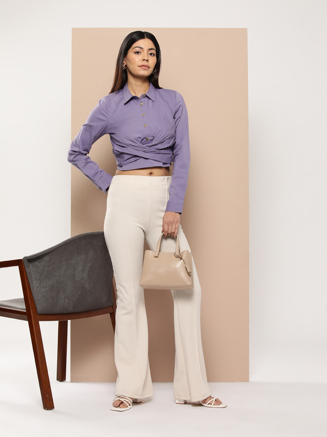 Chemistry Criss-Cross Strap Shirt Style Crop Top