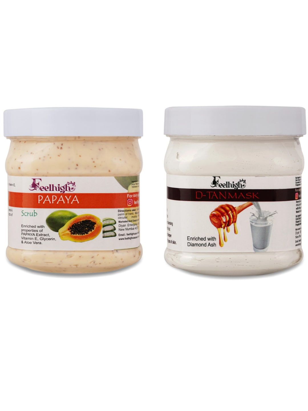FEELHIGH Face & Body Papaya Scrub & De Tan Mask 500ml Each