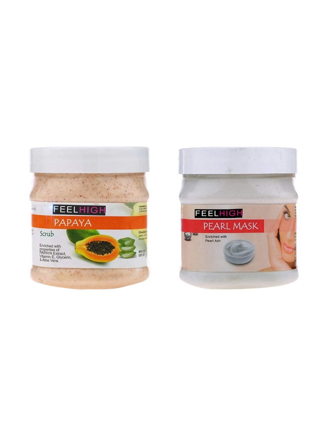 FEELHIGH Face & Body Papaya Scrub & Pearl Mask 500 ml each