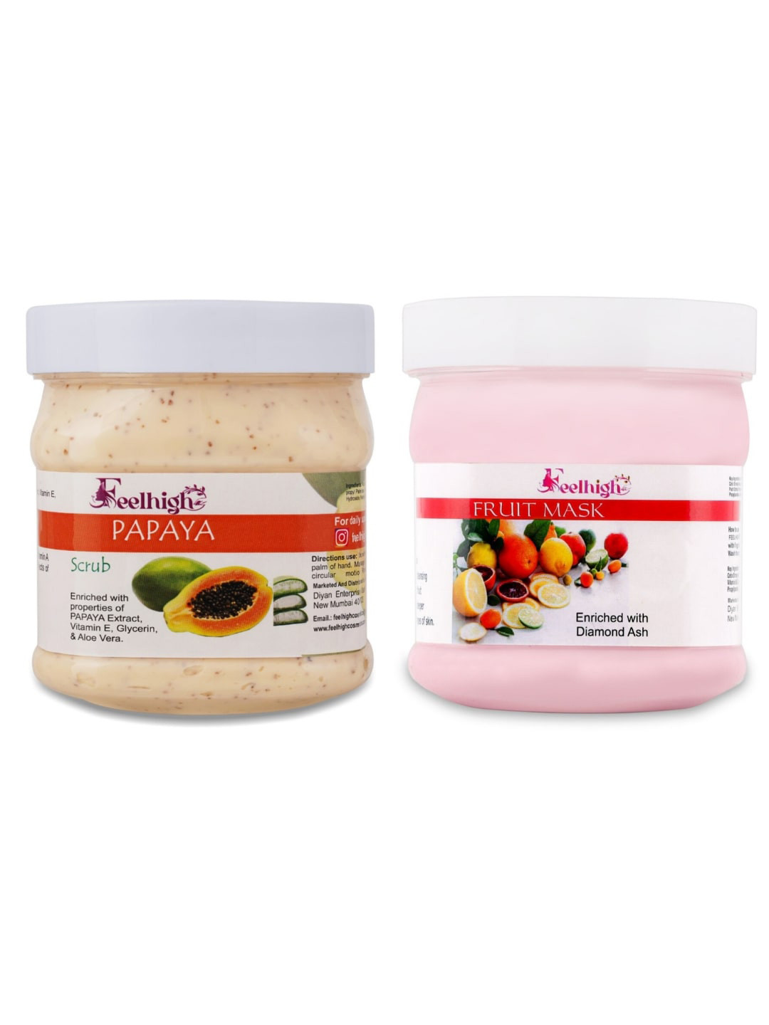 FEELHIGH Face & Body Papaya Scrub & Fruit Mask 500ml each