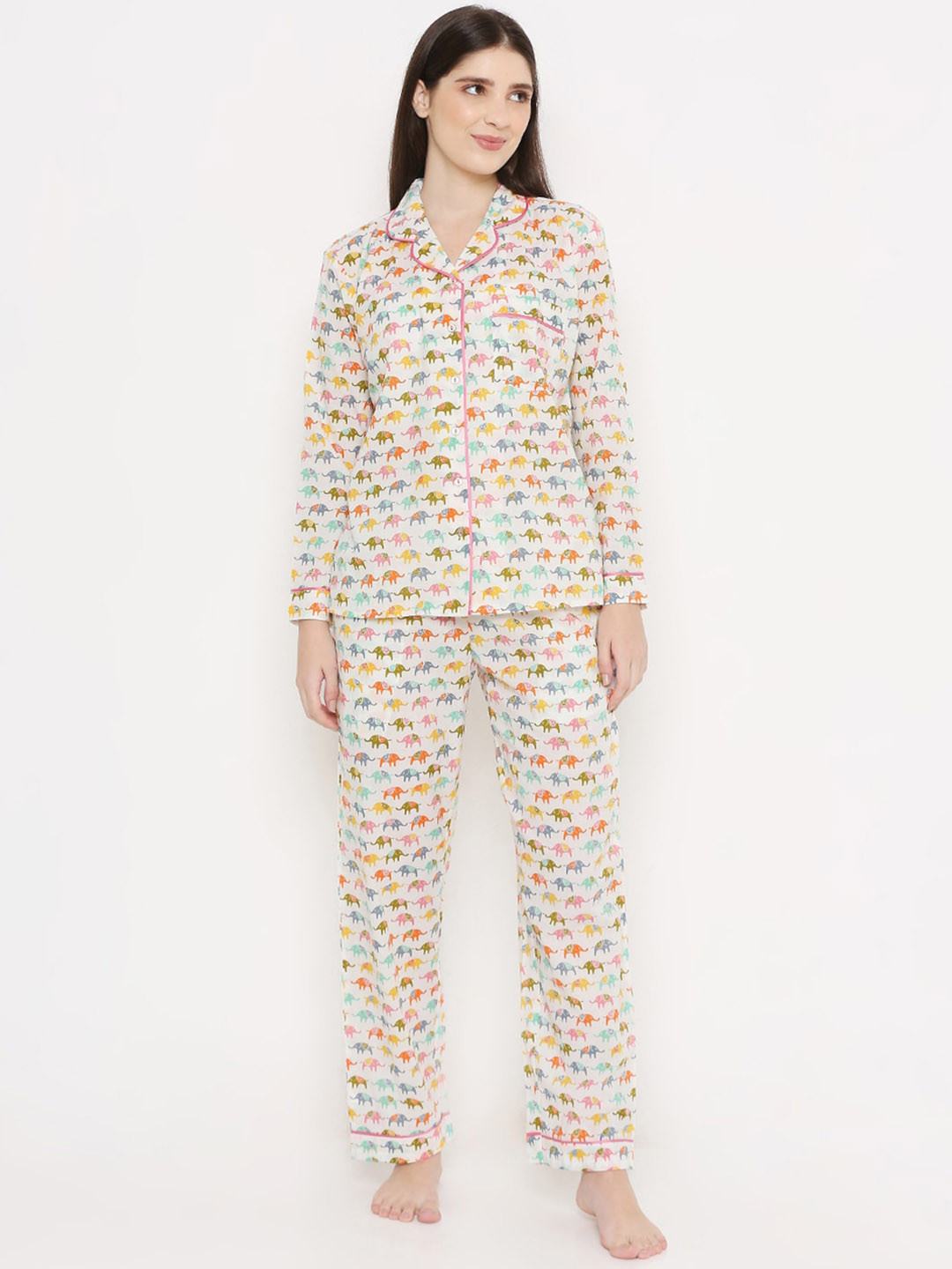 Sand Dune Conversational Printed Pure Cotton Night Suit