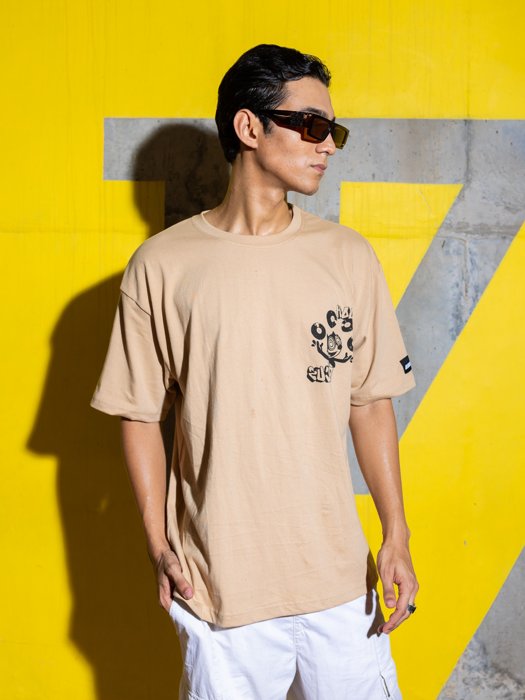 UNRL Cotton Graphic Printed Drop-Shoulder T-shirt