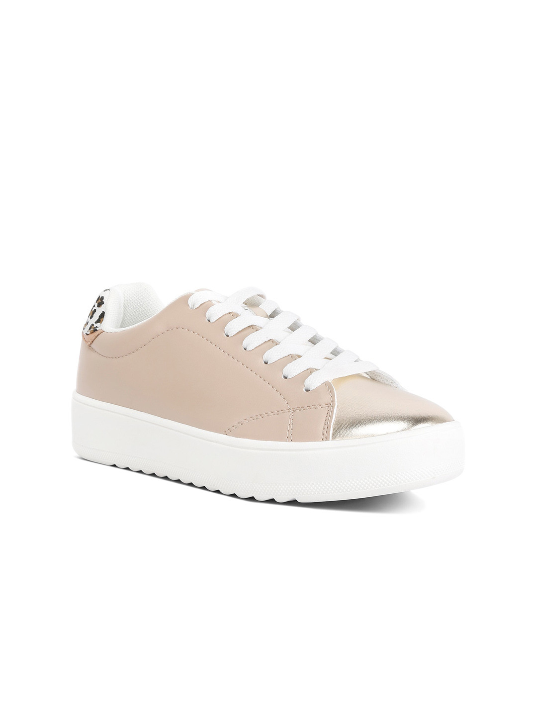 London Rag Women Beige Perforations Flatforms