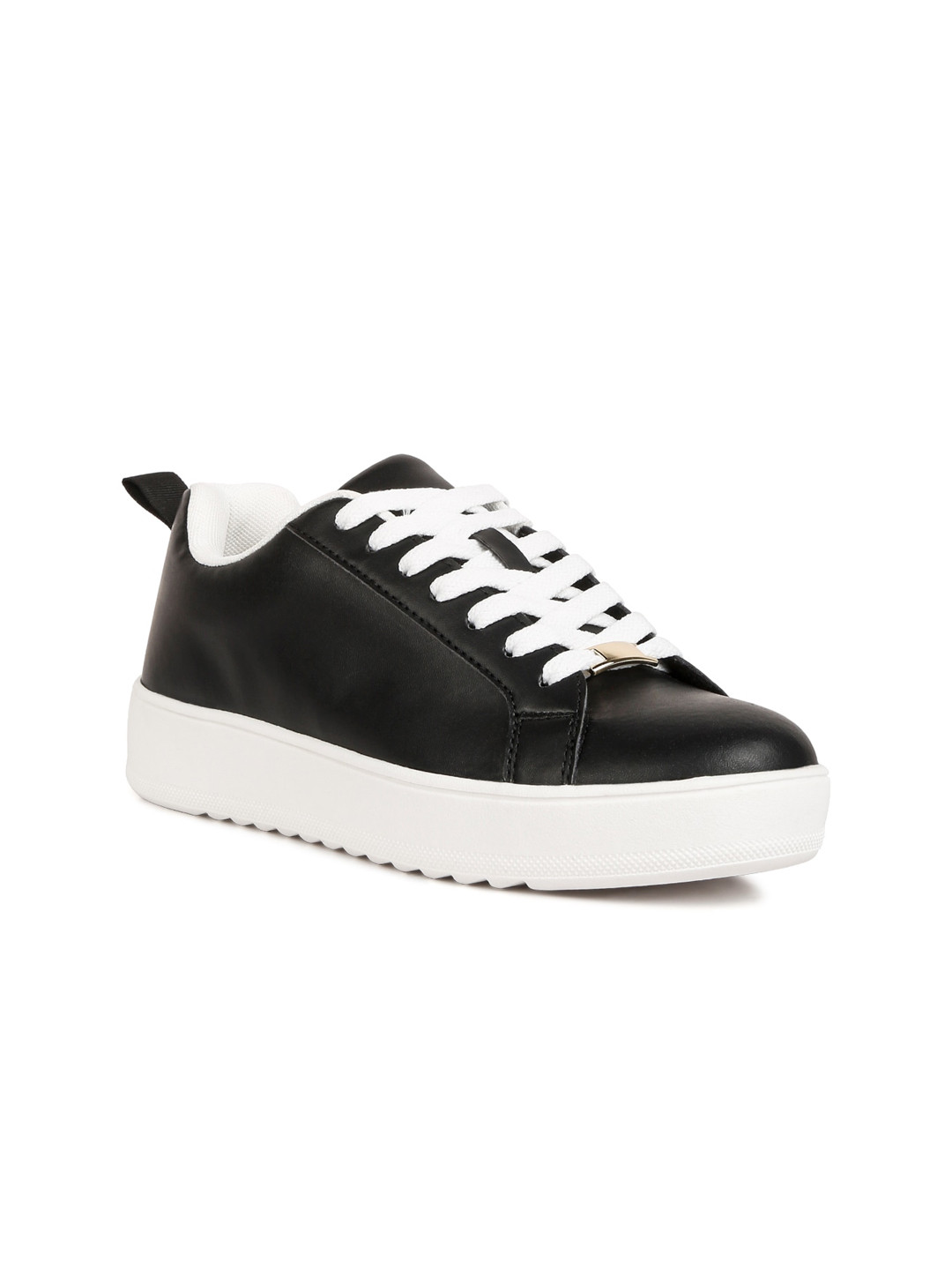 London Rag Women Black Perforations Flatforms