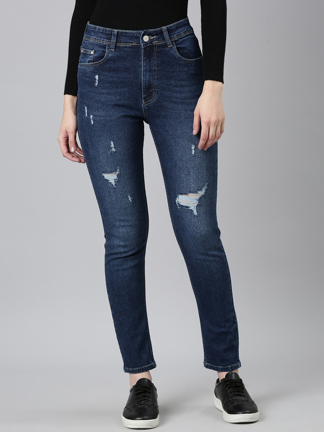 SHOWOFF Women Jean Mildly Distressed Light Fade Acid Wash Stretchable Jeans