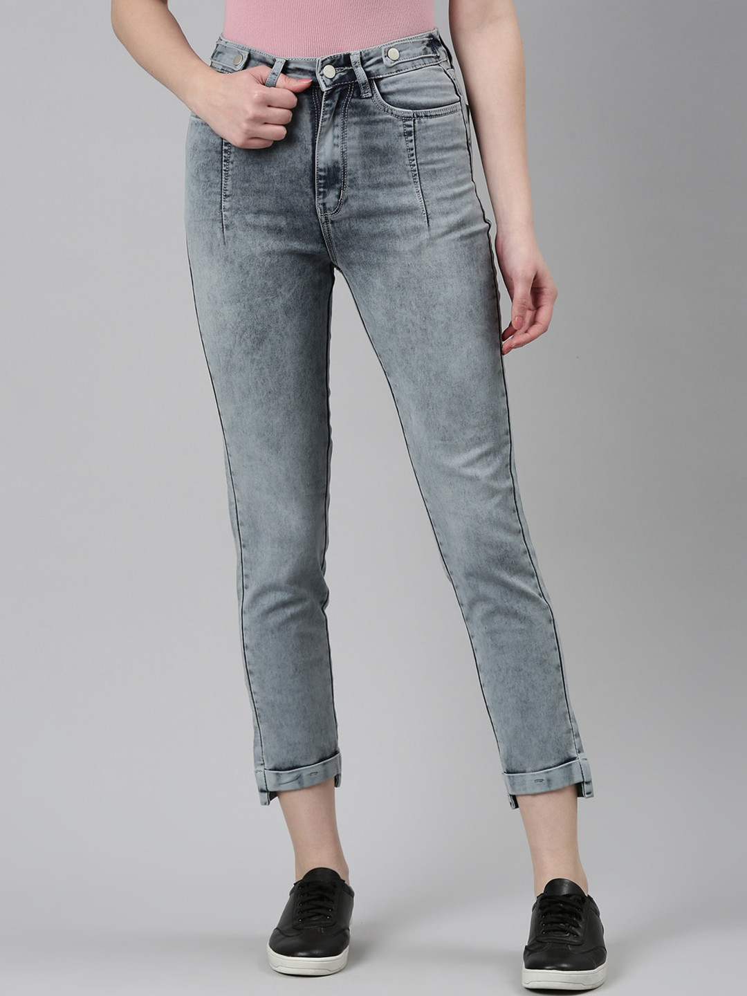 SHOWOFF Mid Rise Jean Slim Fit Clean Look Heavy Fade Acid Wash Stretchable Jeans