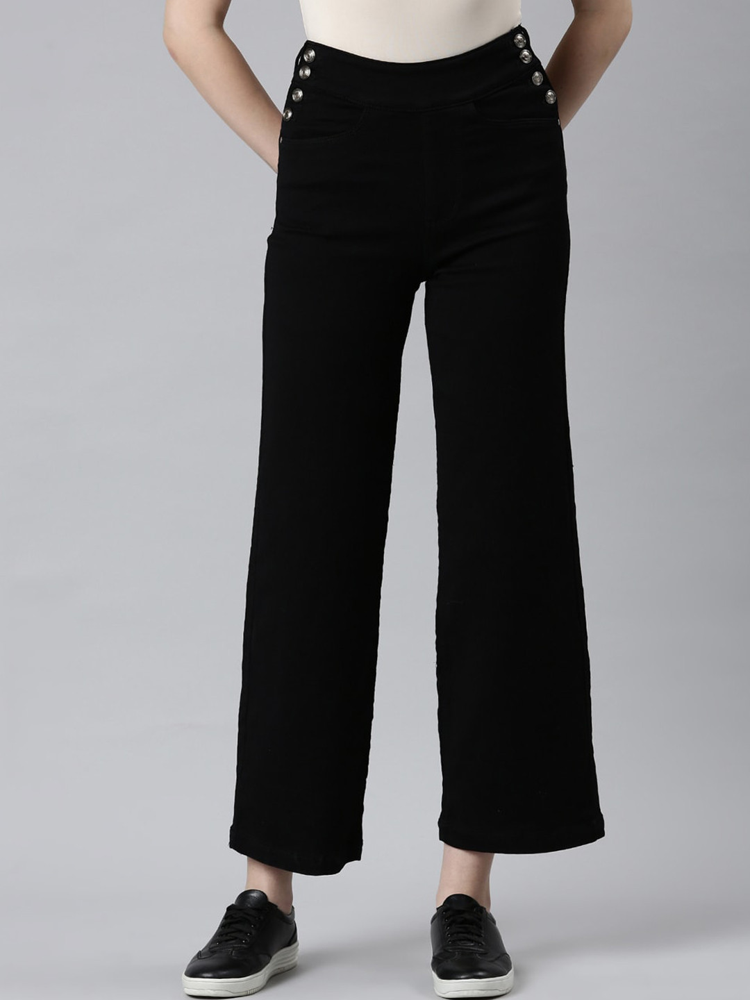 SHOWOFF Women Jean Wide Leg Clean Look Stretchable Jeans
