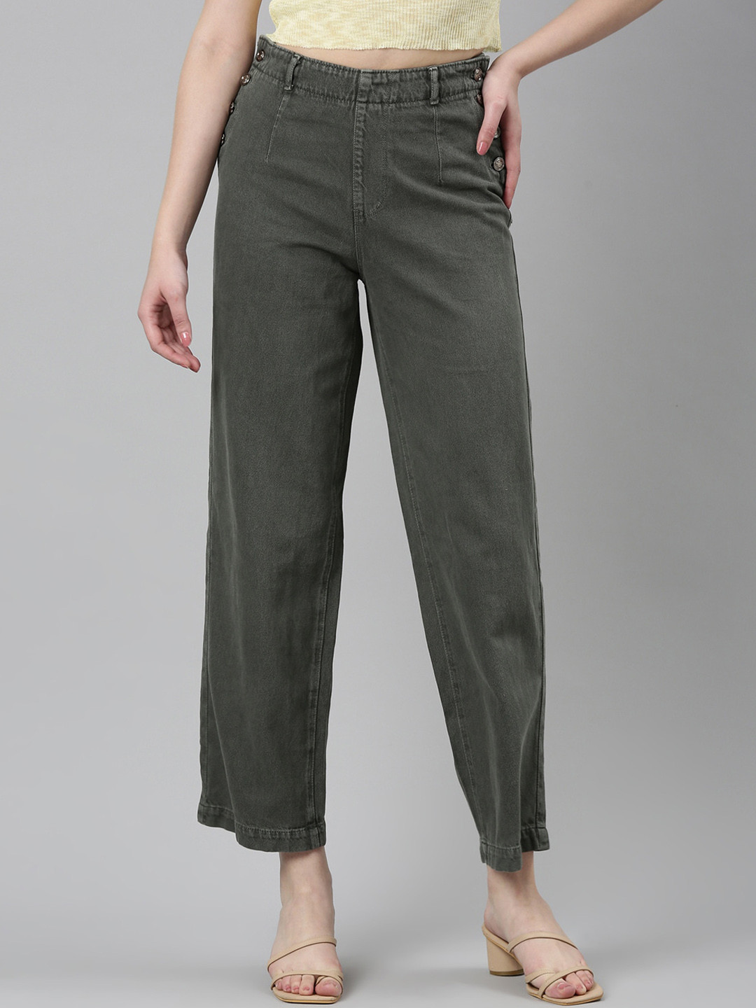 SHOWOFF Women Jean Clean Look Retro Denims Wide Leg Jeans