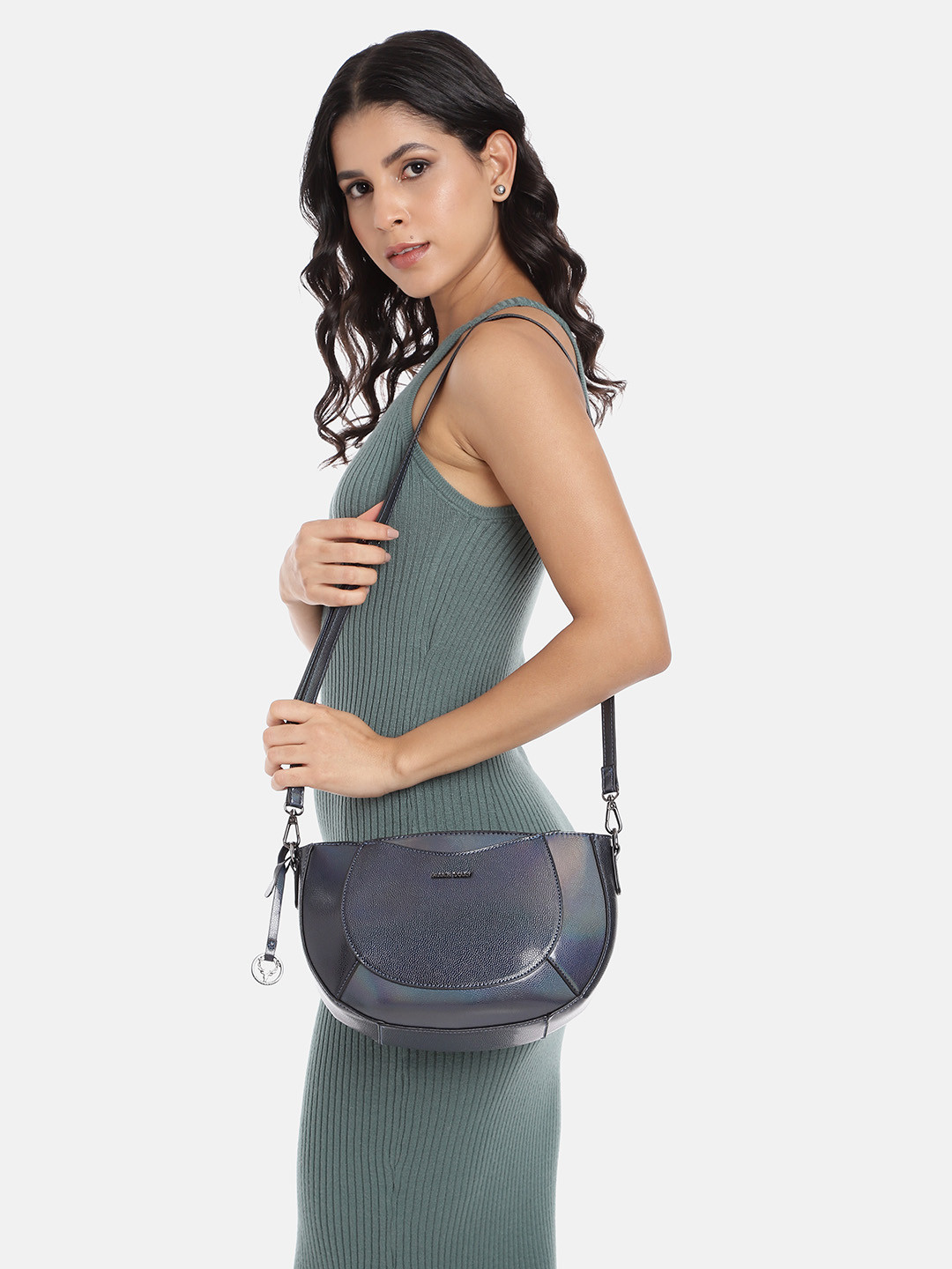 Allen Solly Structured Sling Bag with Iridescent Detail
